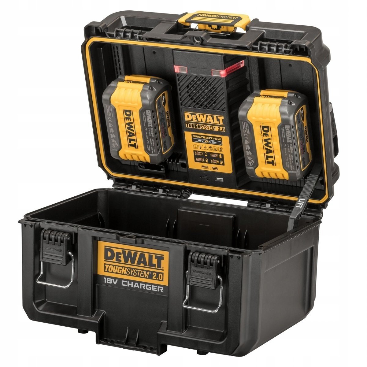 Dewalt skrzynia ToughSystem 2.0 z ładowarką 2x4A – Niezawodna moc i organizacja