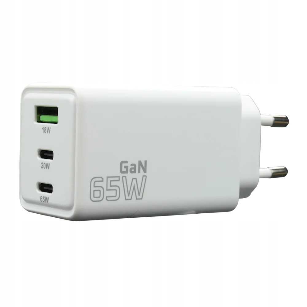 Ładowarka sieciowa GaN 1 x USB, 2 x USB-C Quick Charge 4+ 65W – Nowoczesne ładowanie w kompaktowej formie