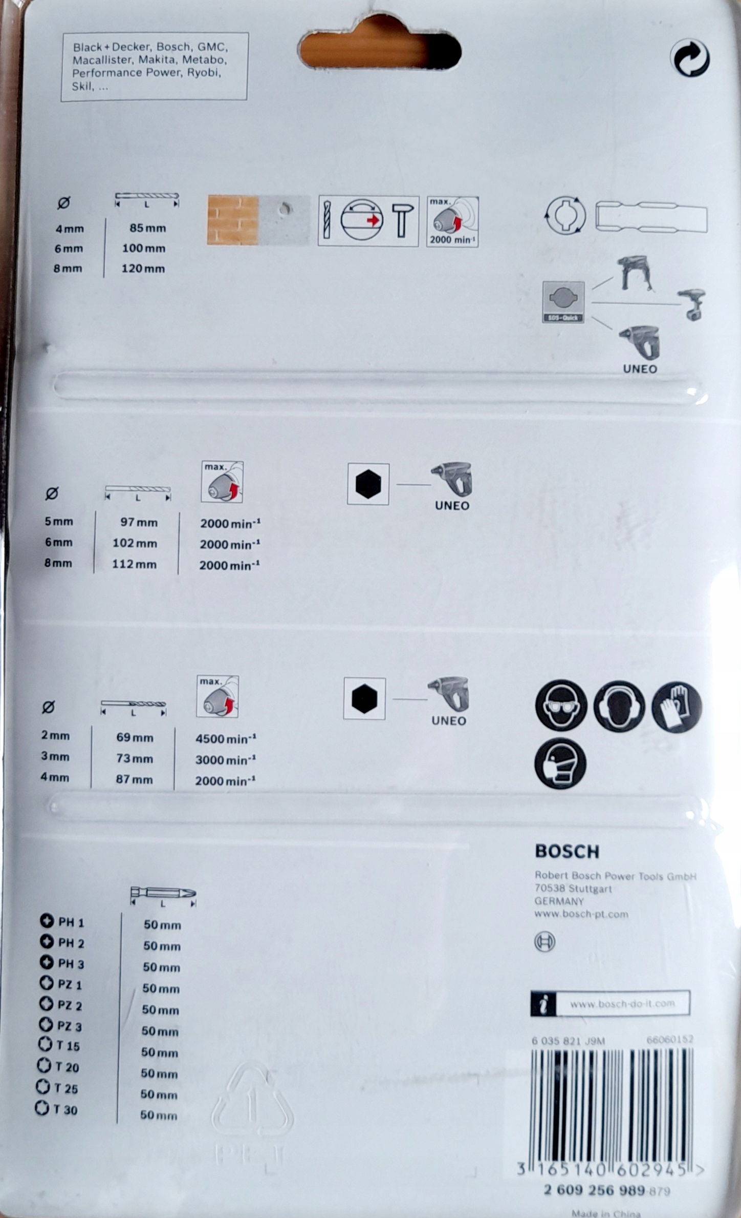 Pasuje do młota obrotowego Bosch UNEO i wiertarek z uchwytem trójramiennym