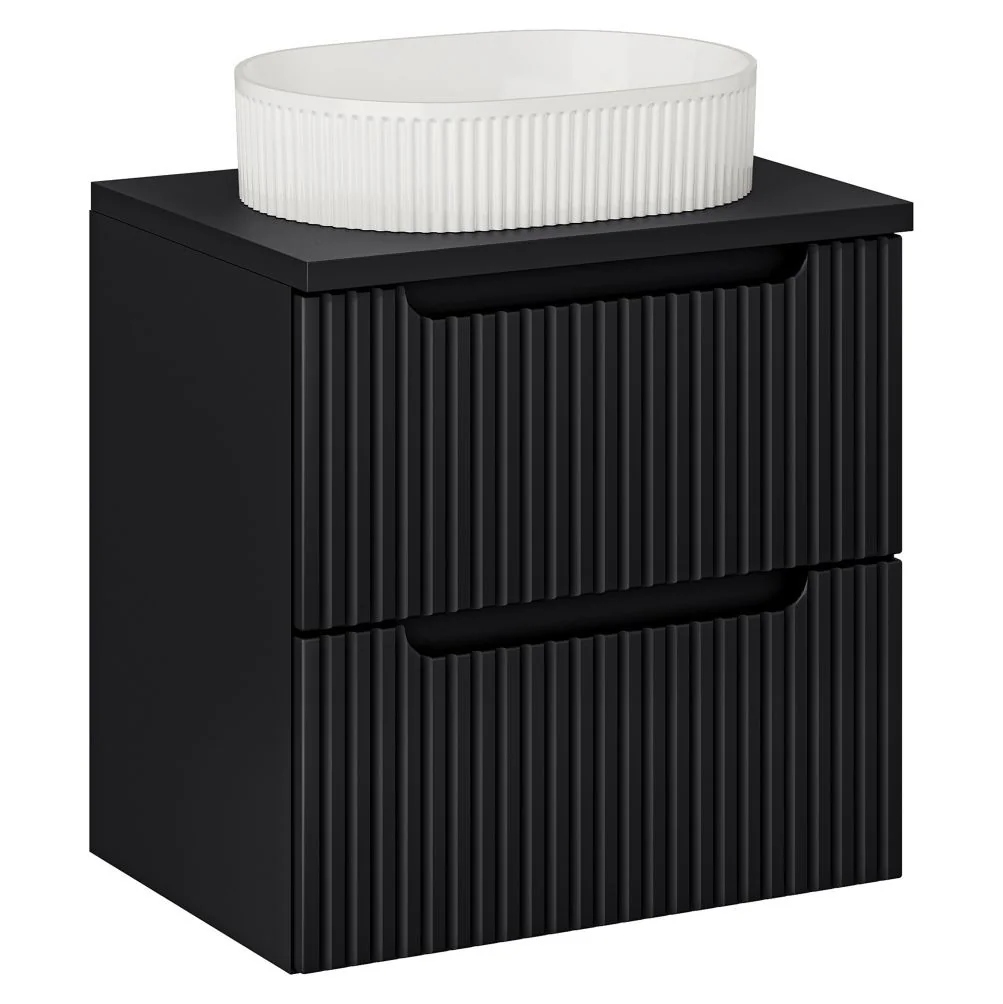 CZARNA szafka łazienkowa NOVA BLACK z umywalką i blatem 60 cm – Elegancja i funkcjonalność w Twojej łazience