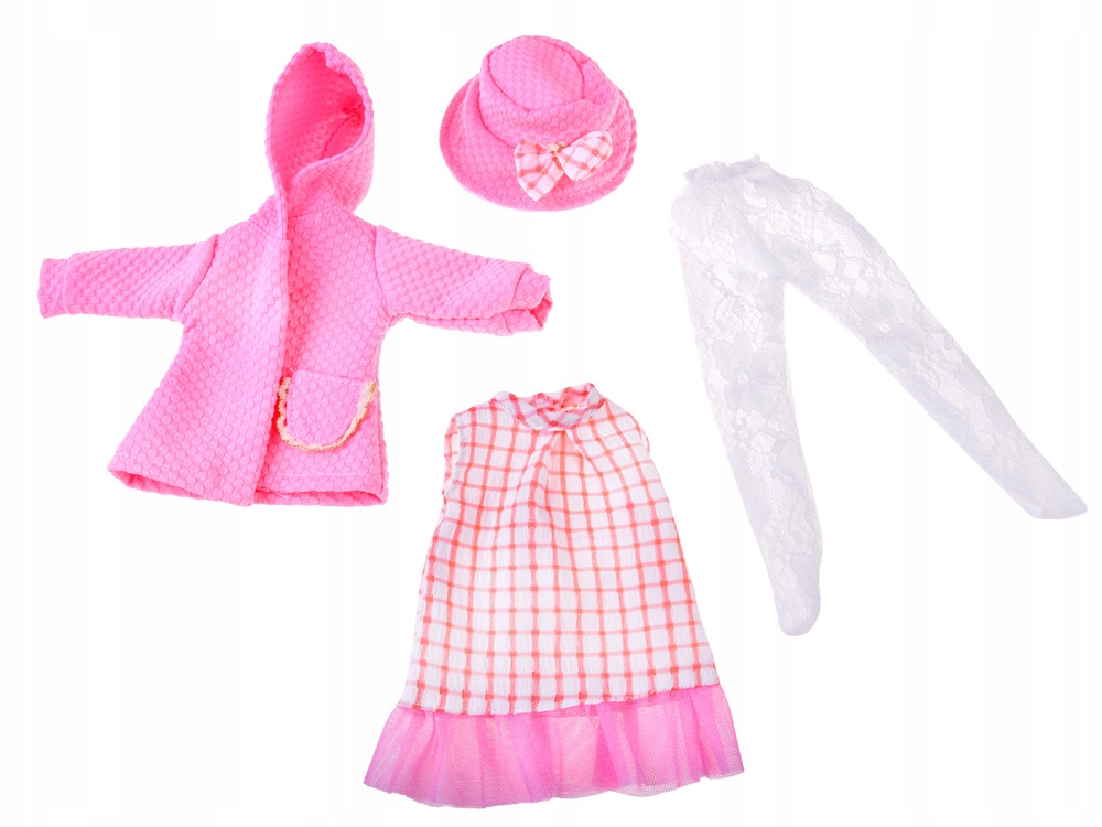 Różowy zestaw ubranek dla lalki 36-40 cm Sukienka Płaszczyk Kapelusz ZA5839 – Idealny wybór dla małych stylistów