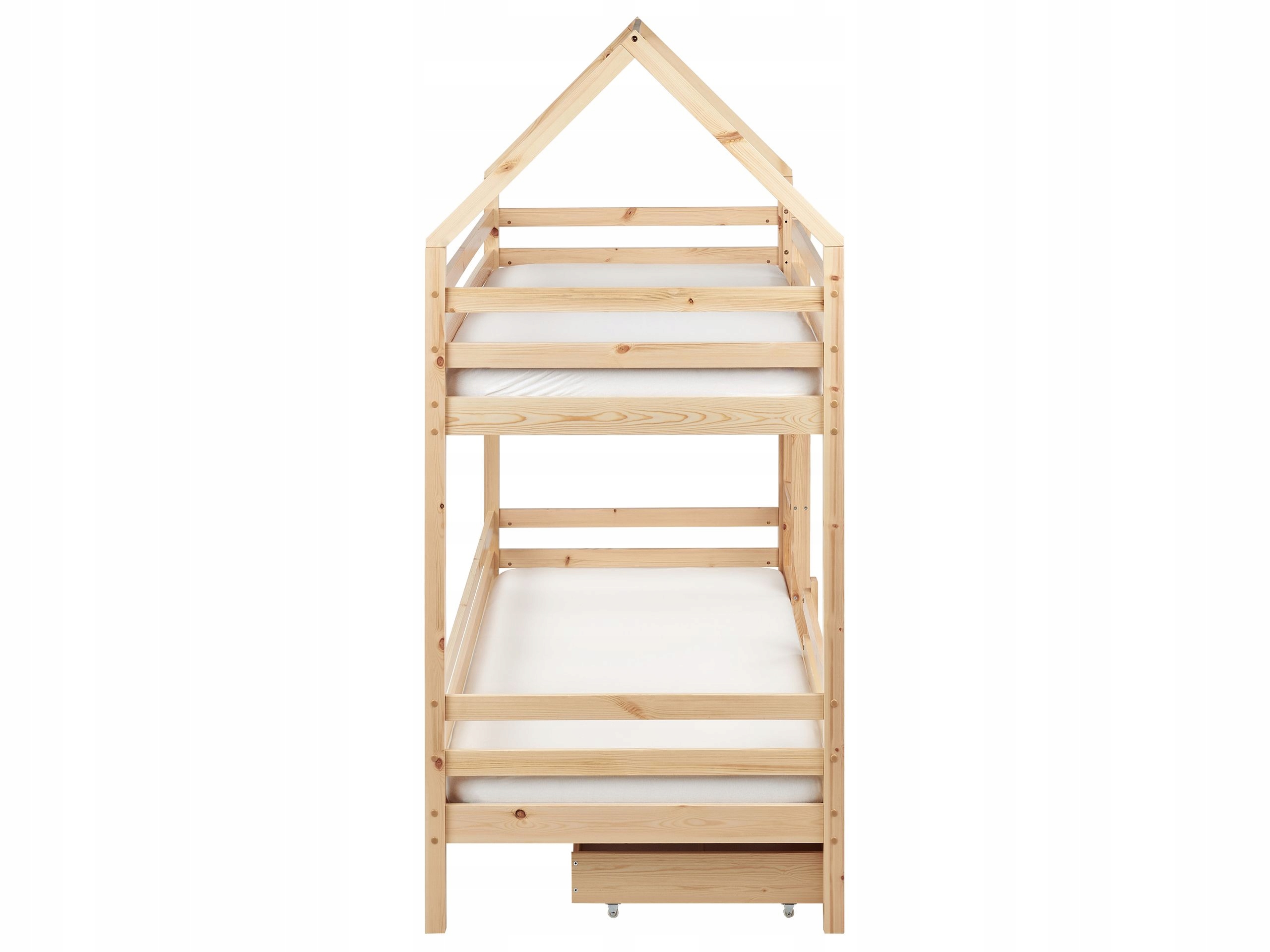 Łóżko piętrowe z szufladami Domek Drewno sosnowe GIRGOLS 90 x 200 cm ze schowkiem Jasnobrązowy – Idealne rozwiązanie do pokoju dziecięcego