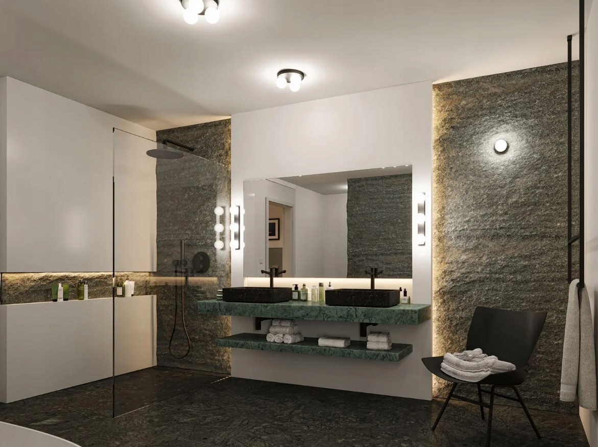 Kinkiet Paulmann Lampa ścienna łazienkowa GOVE LED nad lustro G9 max.3x20W IP44 czarny matowy / metal