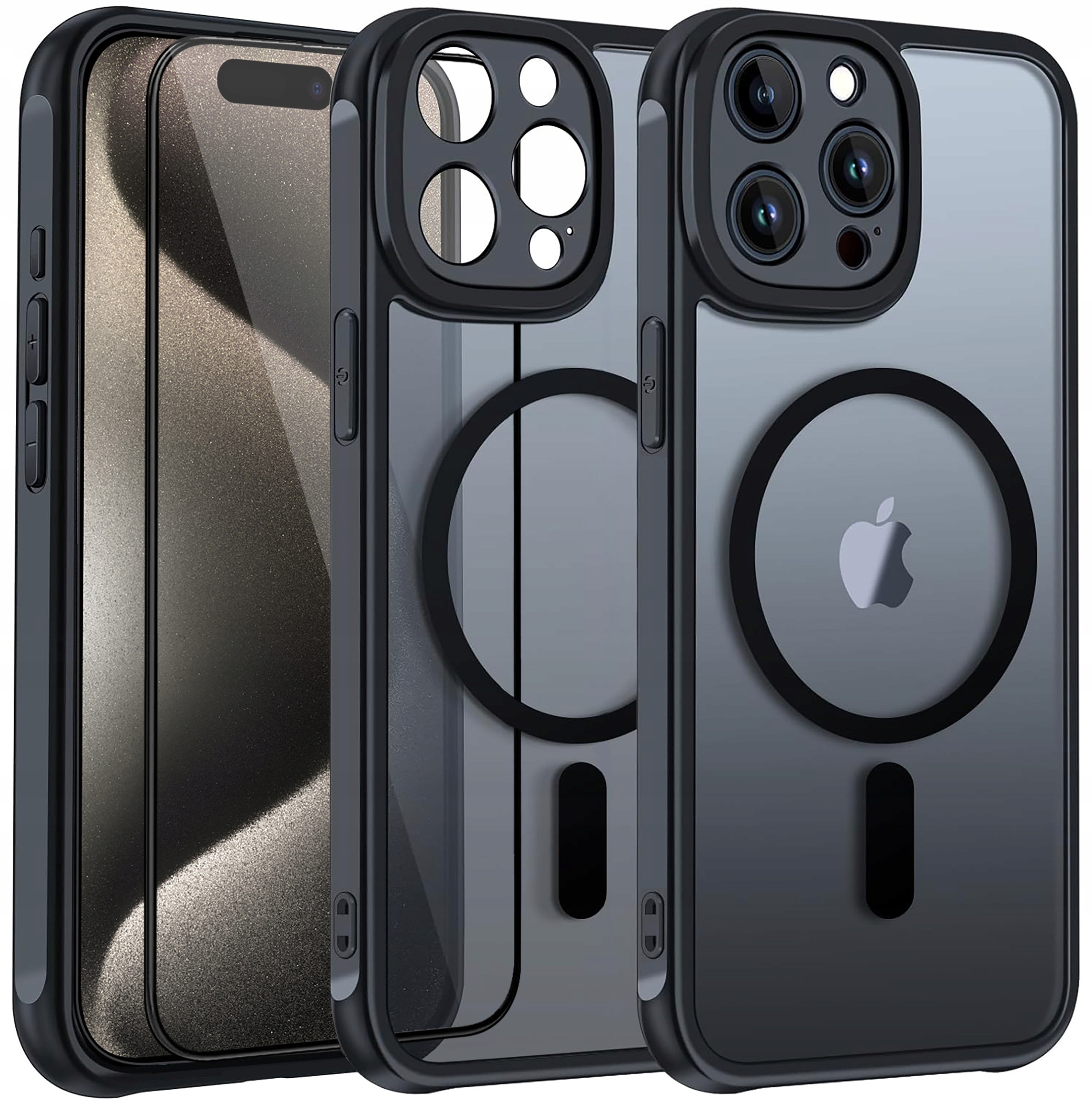 Etui do iPhone 15 Pro do MagSafe MATT CASE WZMACNIANE 360° Szkło 5D PREMIUM – Ochrona i styl w jednym