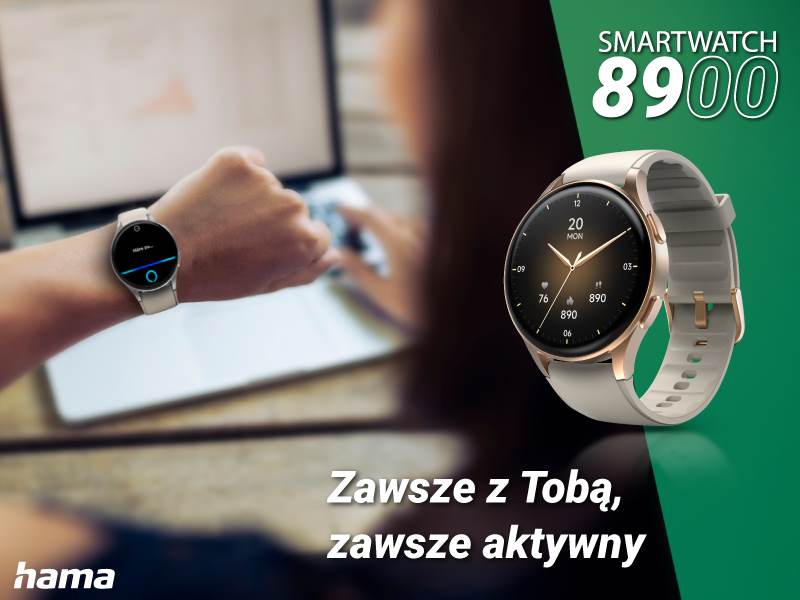 Ekran AMOLED smartwatcha Hama 8900 o przekątnej 1.32 cala