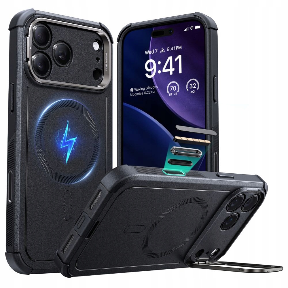 Etui ESR Cyber Kickstand MagSafe do Apple iPhone 17 Pro Black – Ochrona i funkcjonalność w jednym