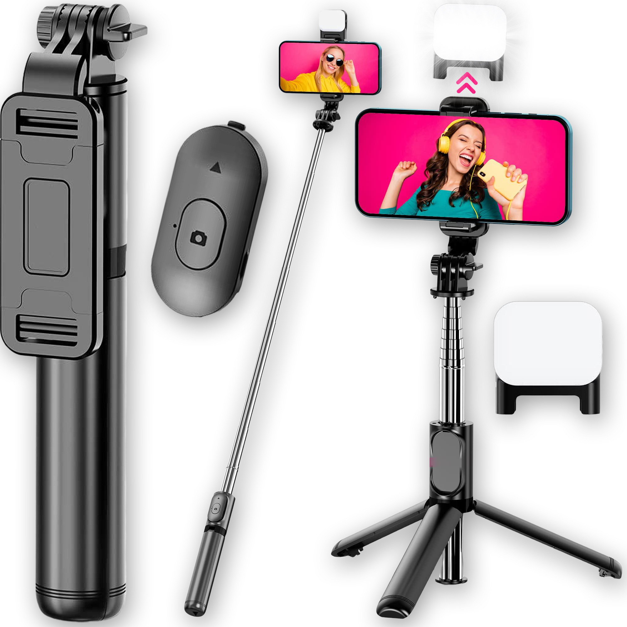 Uchwyt do telefonu 3w1 LTC Selfiestick + Statyw tripod + Lampa – Twój idealny towarzysz do zdjęć