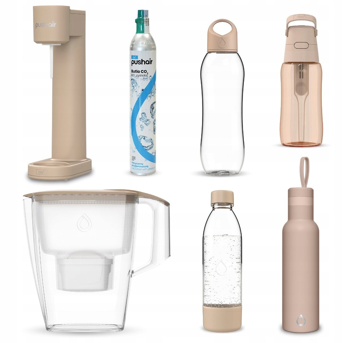 Stylowy design saturatora w kolorze cappuccino