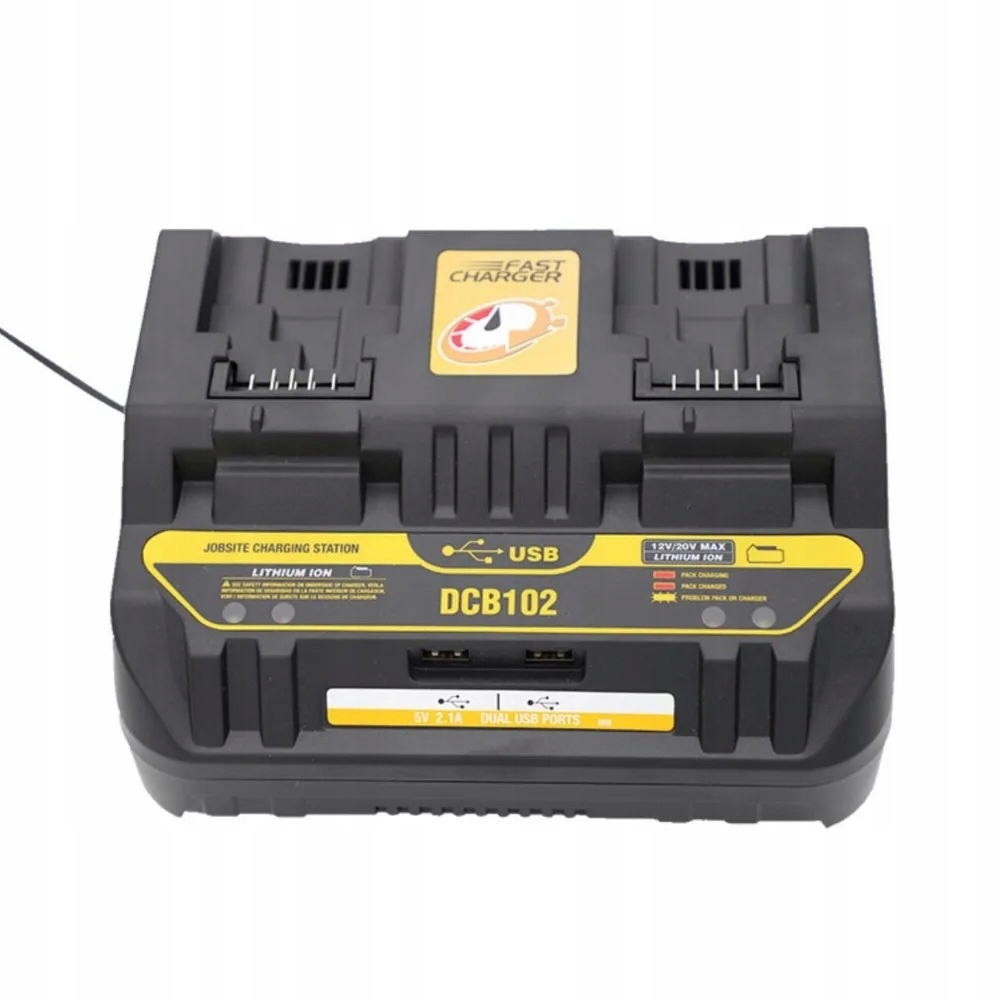 PODWÓJNA ŁADOWARKA DCB102 DO AKUMULATORÓW ZAMIENNIK DEWALT 10.8V–20V – Wydajność i wszechstronność