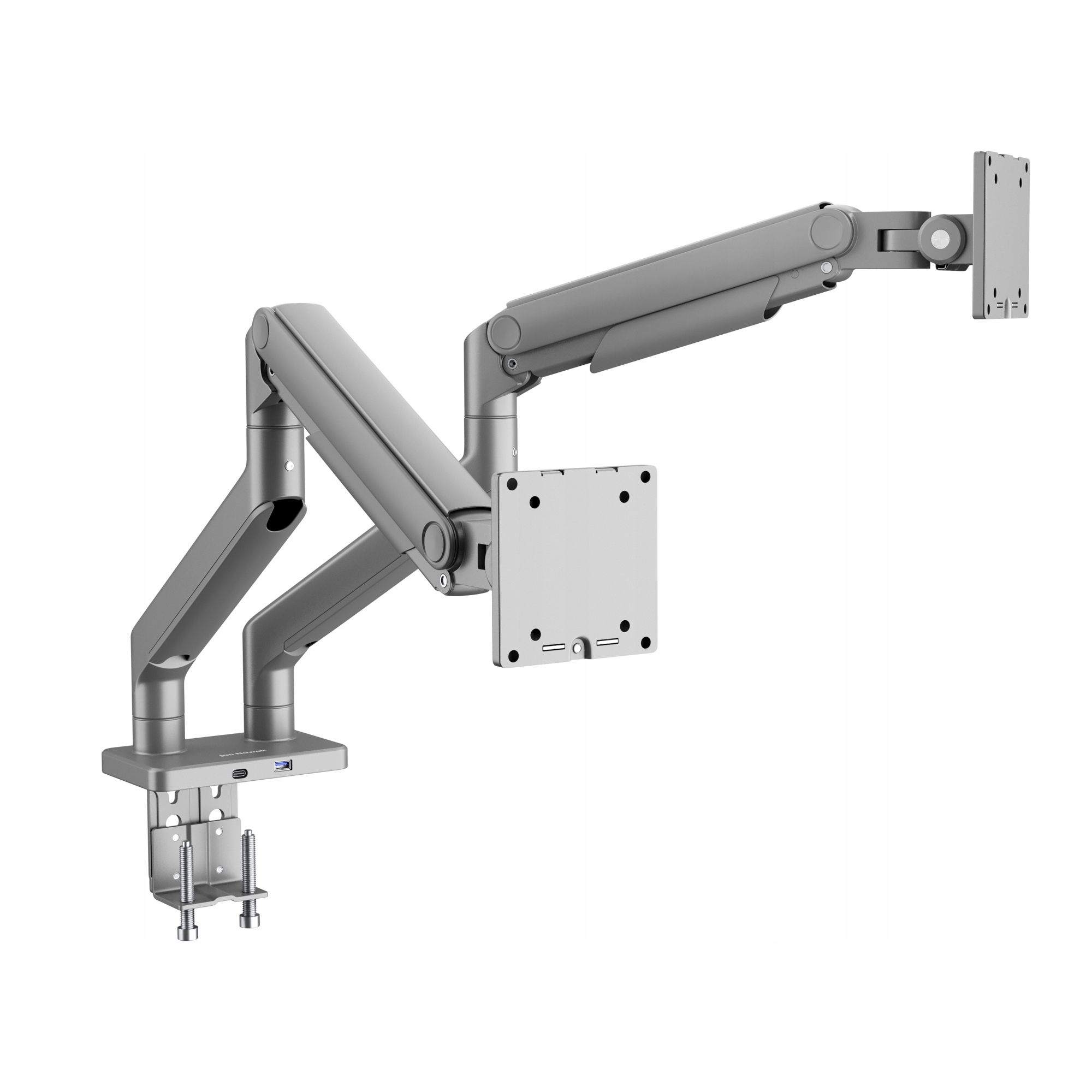 Metalowy uchwyt na dwa monitory JAKE, szary – Ergonomia i styl w jednym