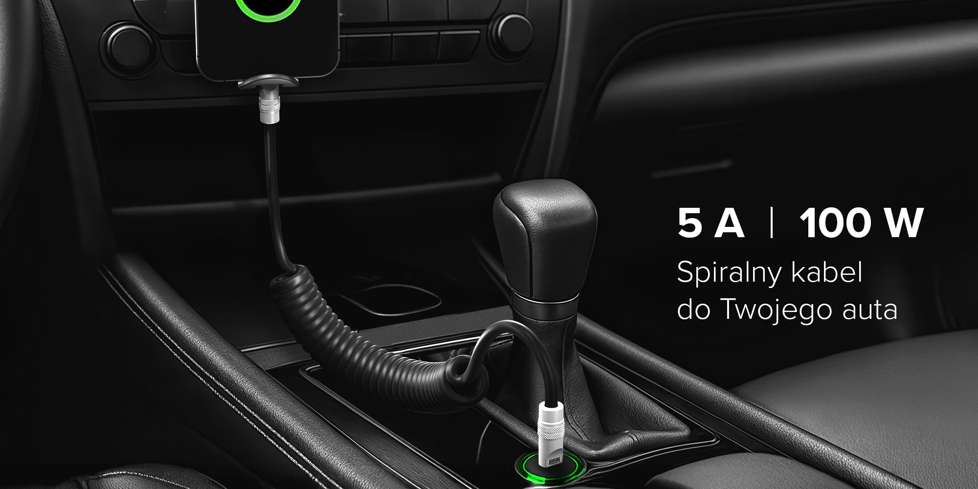 Kabel Newell USB-C - USB-C 100 W, 1,5 m, silikonowy, spiralny, niebiesko-pomarańczowy