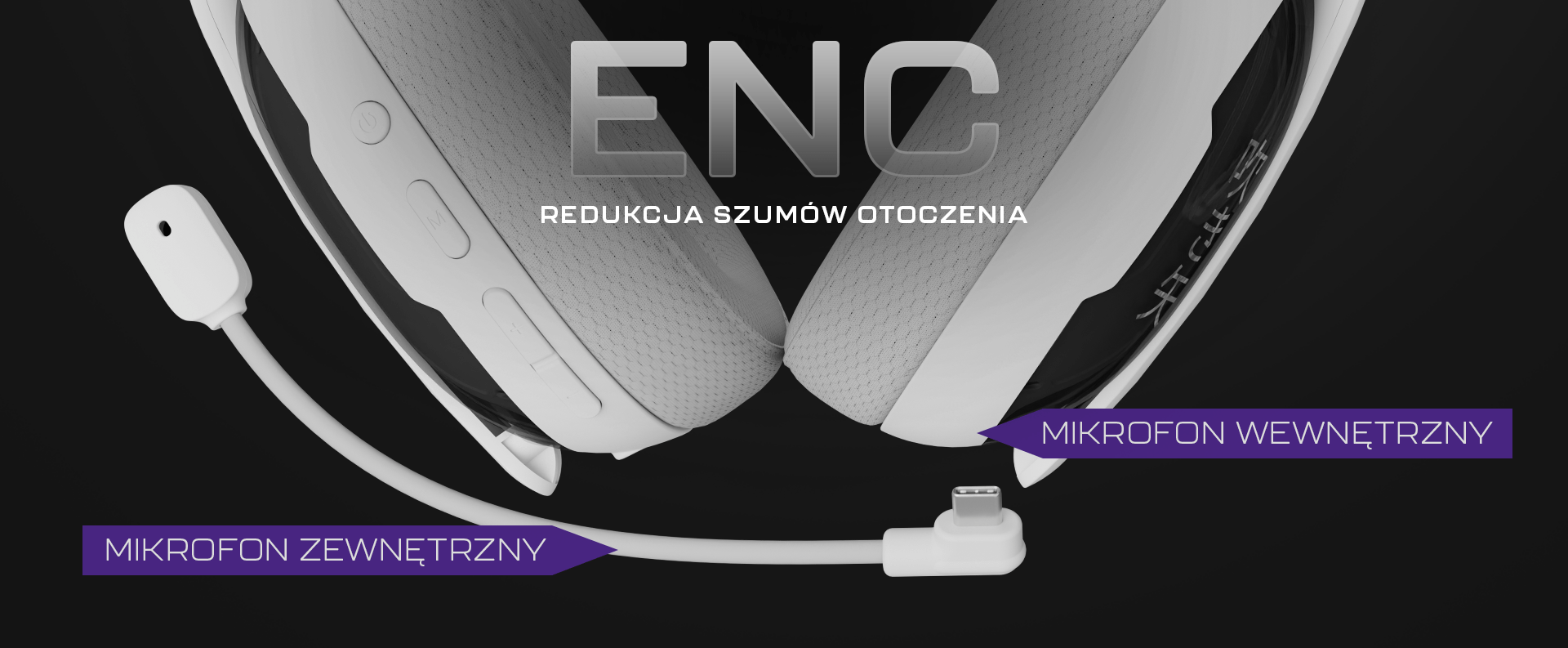 Słuchawki z dwoma różnymi mikrofonami i technologią redukcji hałasu.