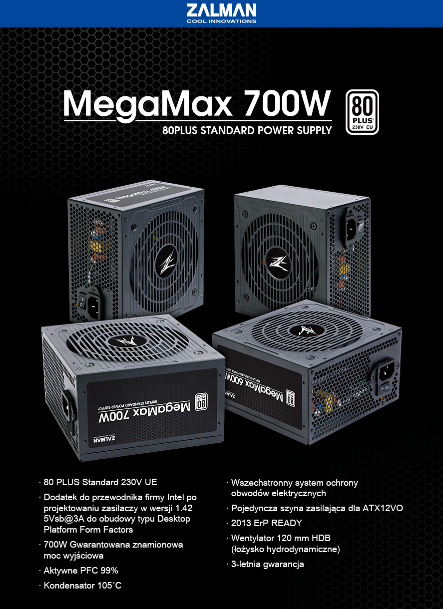 Zalman MegaMax 700W (ZM700-TXII) - Zasilacz - Morele.net