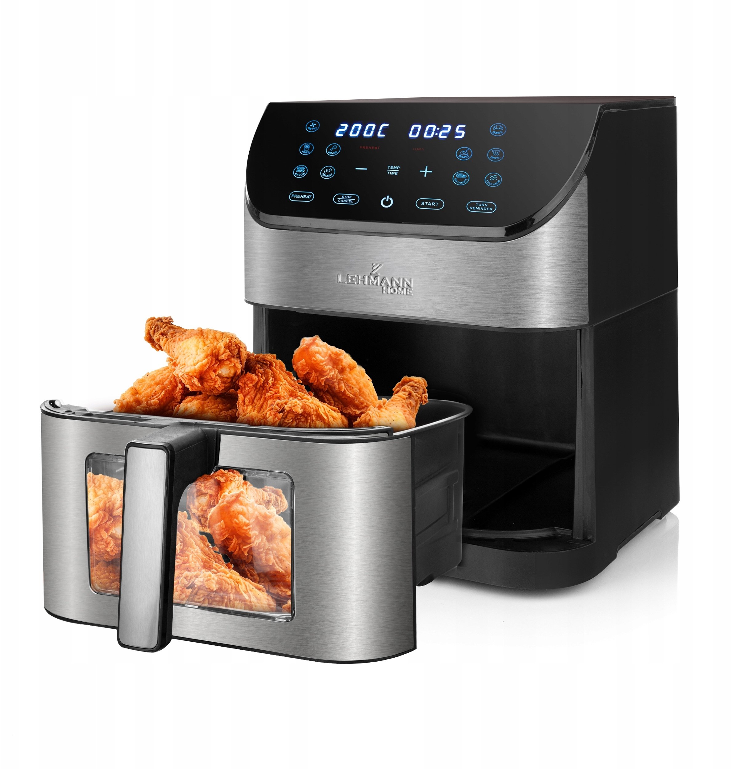 FRYTKOWNICA BEZTŁUSZCZOWA FRYTOWNICA AIRFRYER DUŻA MISA PROGRAMÓW 1800W 8L Głębokość produktu 37.6 cm