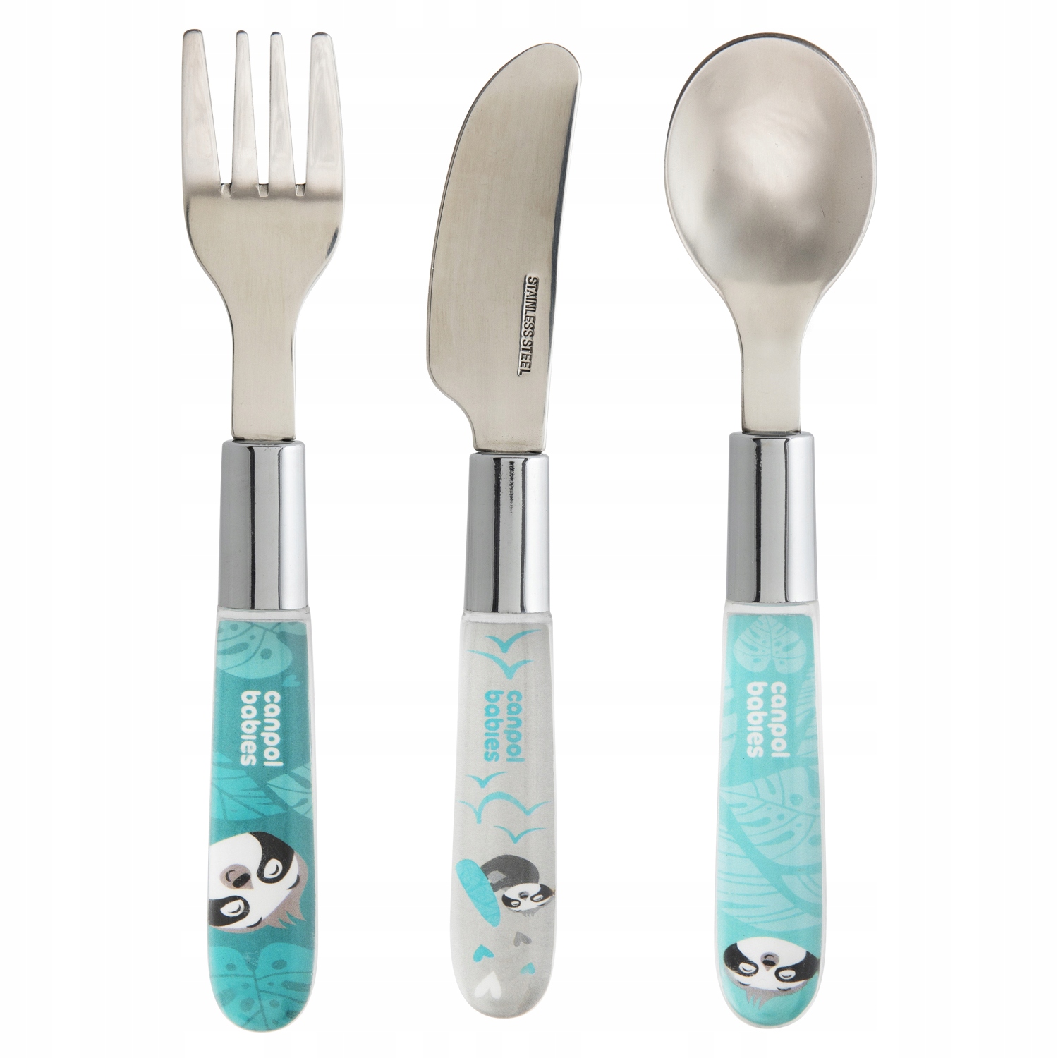 Zestaw zawiera widelec, łyżeczkę i nóż – Kompletne wyposażenie dla malucha