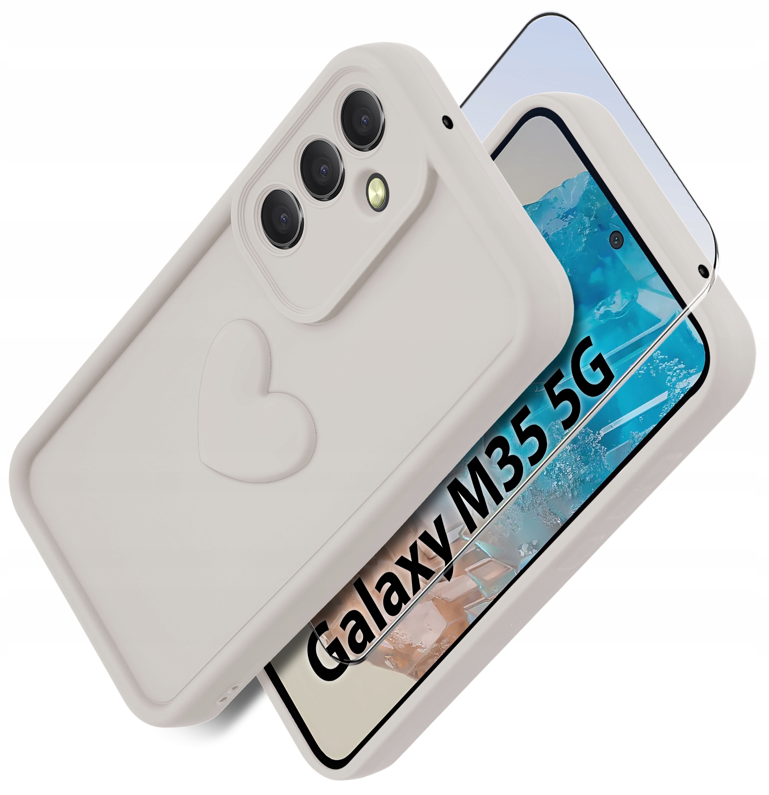 Etui do Samsung M35 5G silikonowe MATOWE serce + Szkło ochronne na ekran 9H – Ochrona i styl w jednym