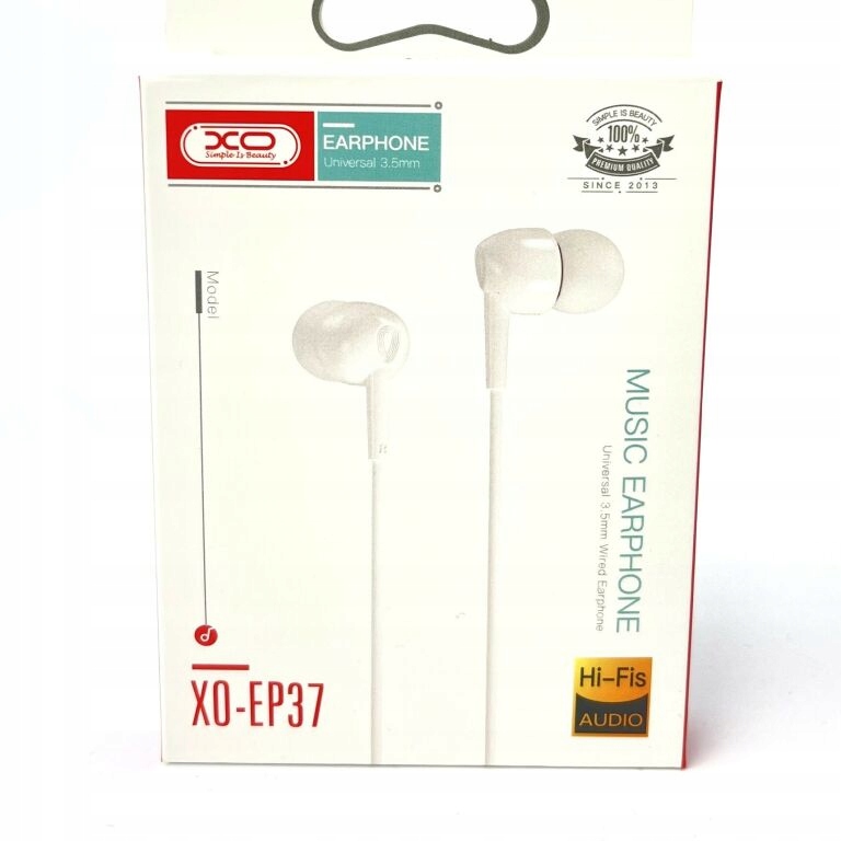 XO Słuchawki przewodowe EP37 jack 3,5mm dokanałowe białe – Idealne do każdego urządzenia