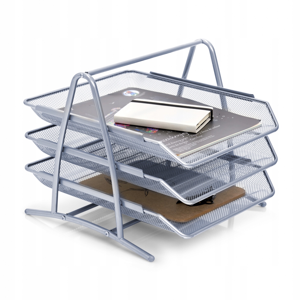 Zeller Piętrowa tacka na dokumenty z papierowej siatki – Idealne rozwiązanie dla biura