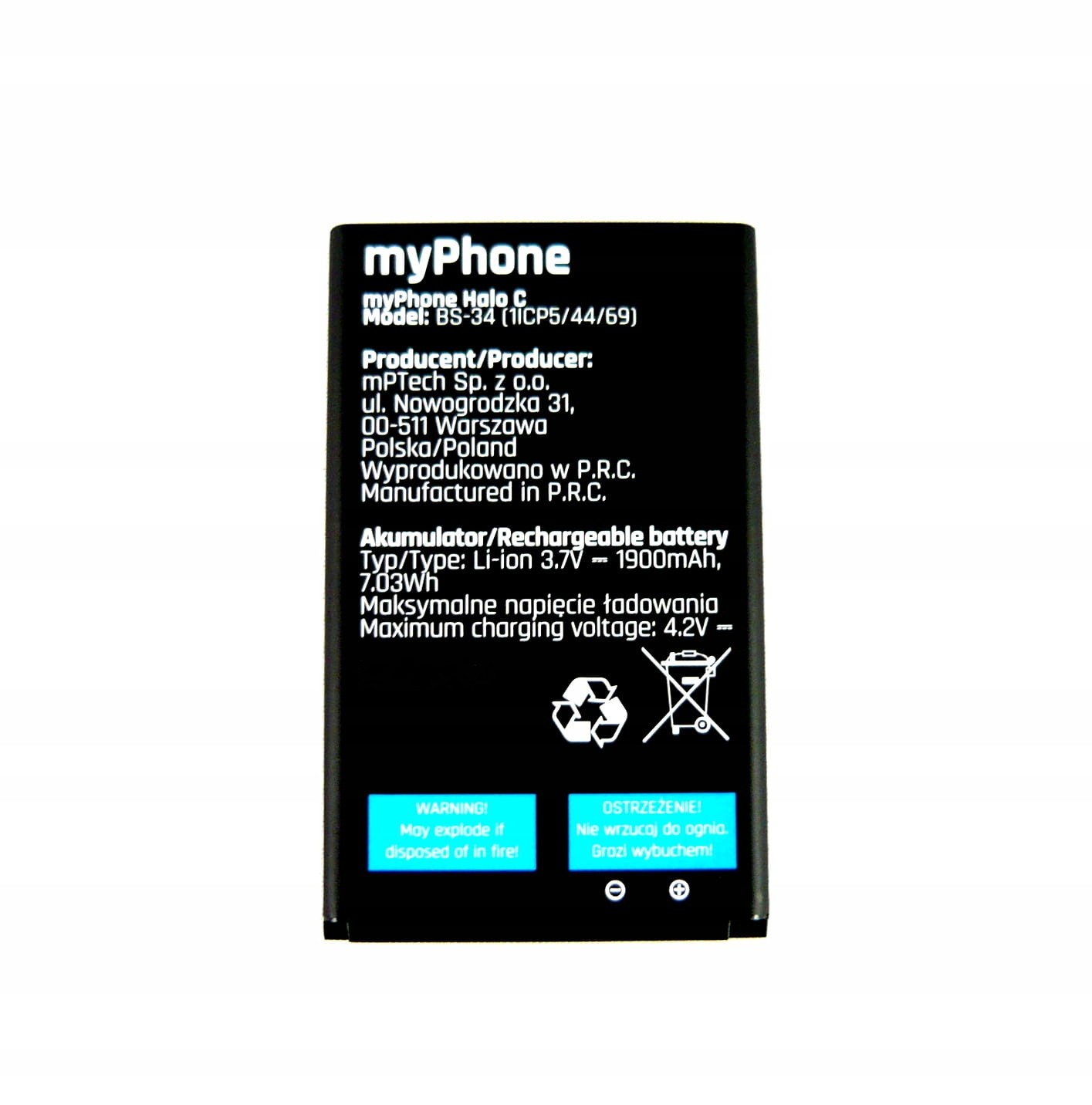 Bateria Do MyPhone Halo C 1900mAh BS-34 – Niezawodne źródło energii dla Twojego telefonu