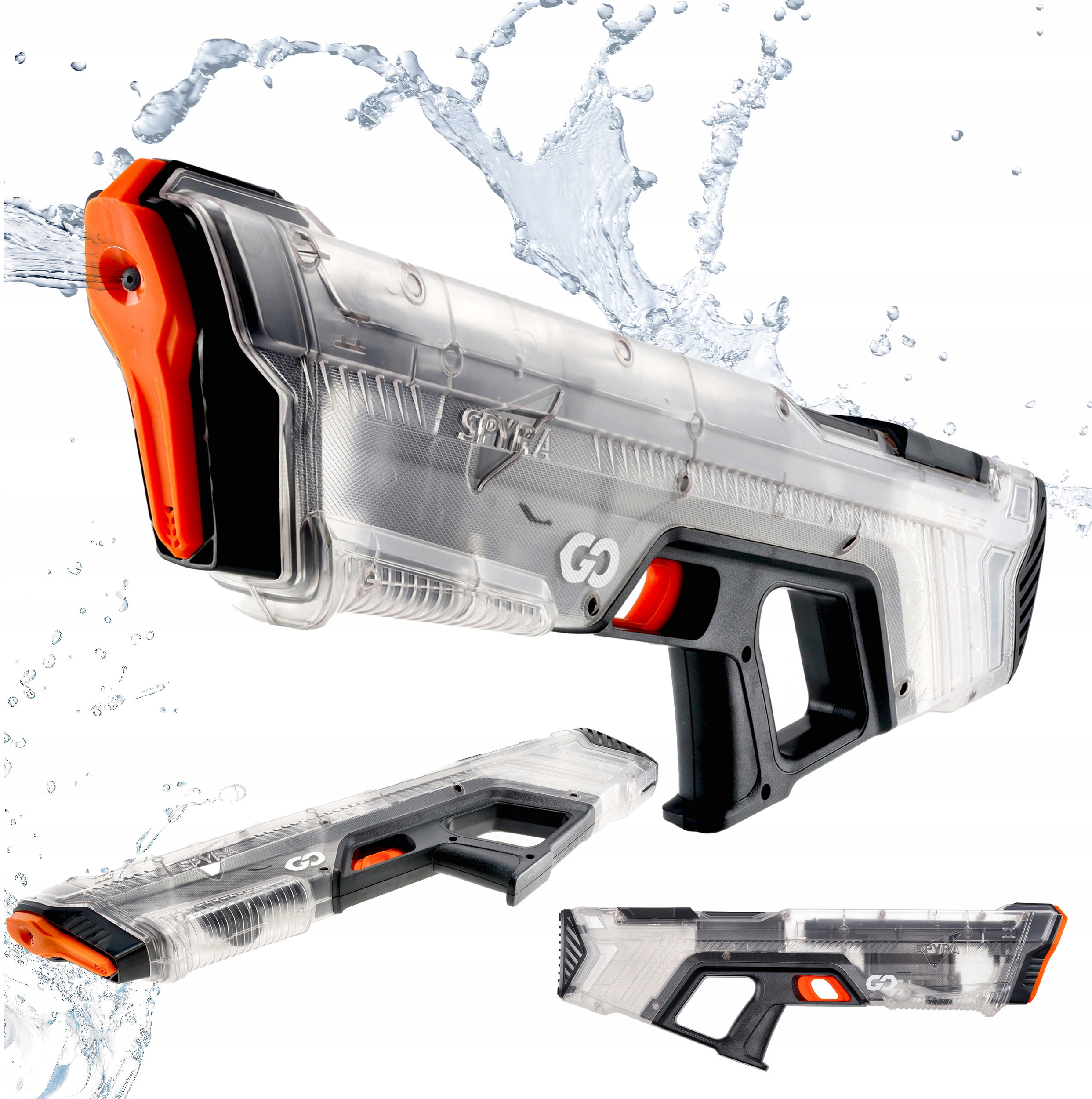 SpyraOne Spyra SpyraGO – Przeźroczysty pistolet na wodę dla dzieci