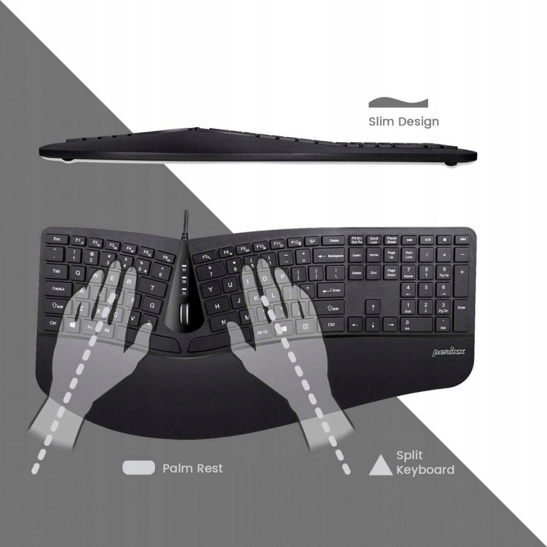Ergonomiczna konstrukcja klawiatury podzielonej