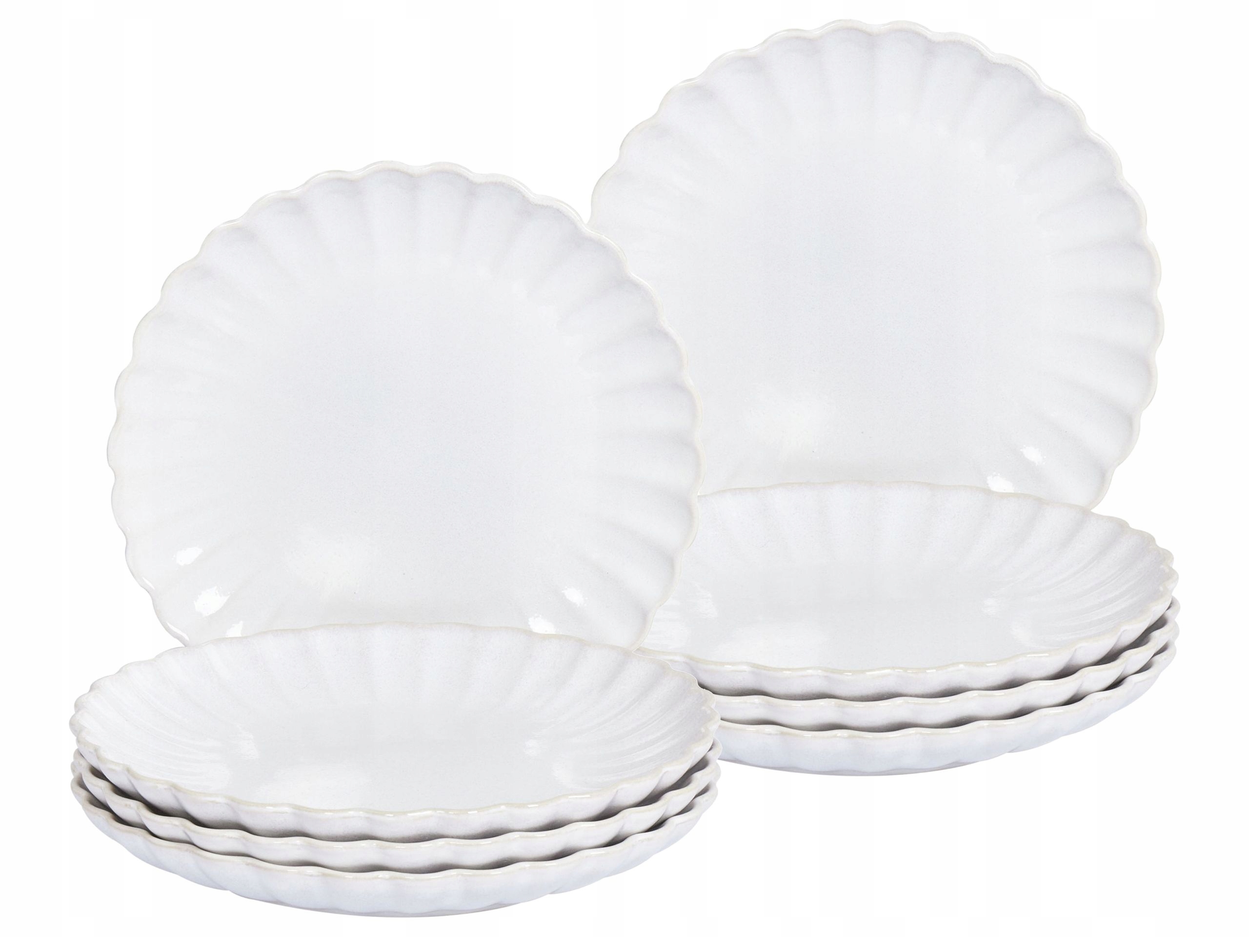 Zestaw 8 małych talerzy Kamionka Broken White – Elegancja w Twojej jadalni