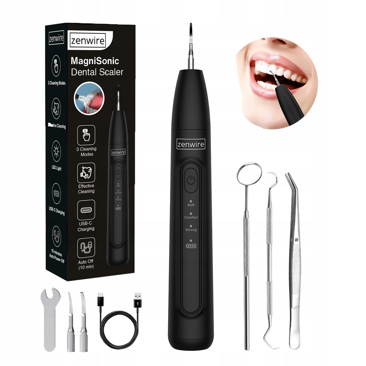 Skaler Ultradźwiękowy do Zębów Usuwania Kamienia Nazębnego Dentystyczny LED – Profesjonalna higiena jamy ustnej w Twoim domu