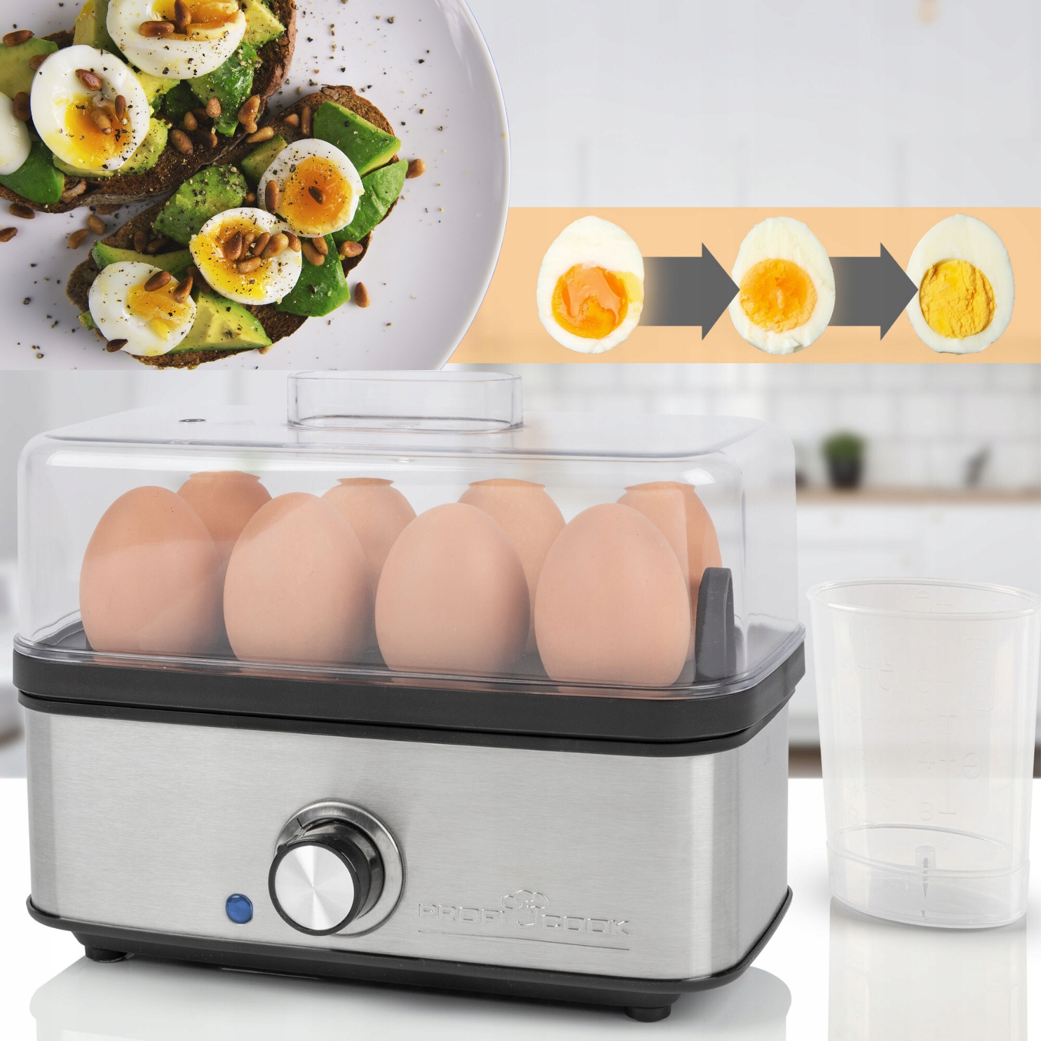 Funkcja regulacji twardości jajek – na miękko, średnio i twardo