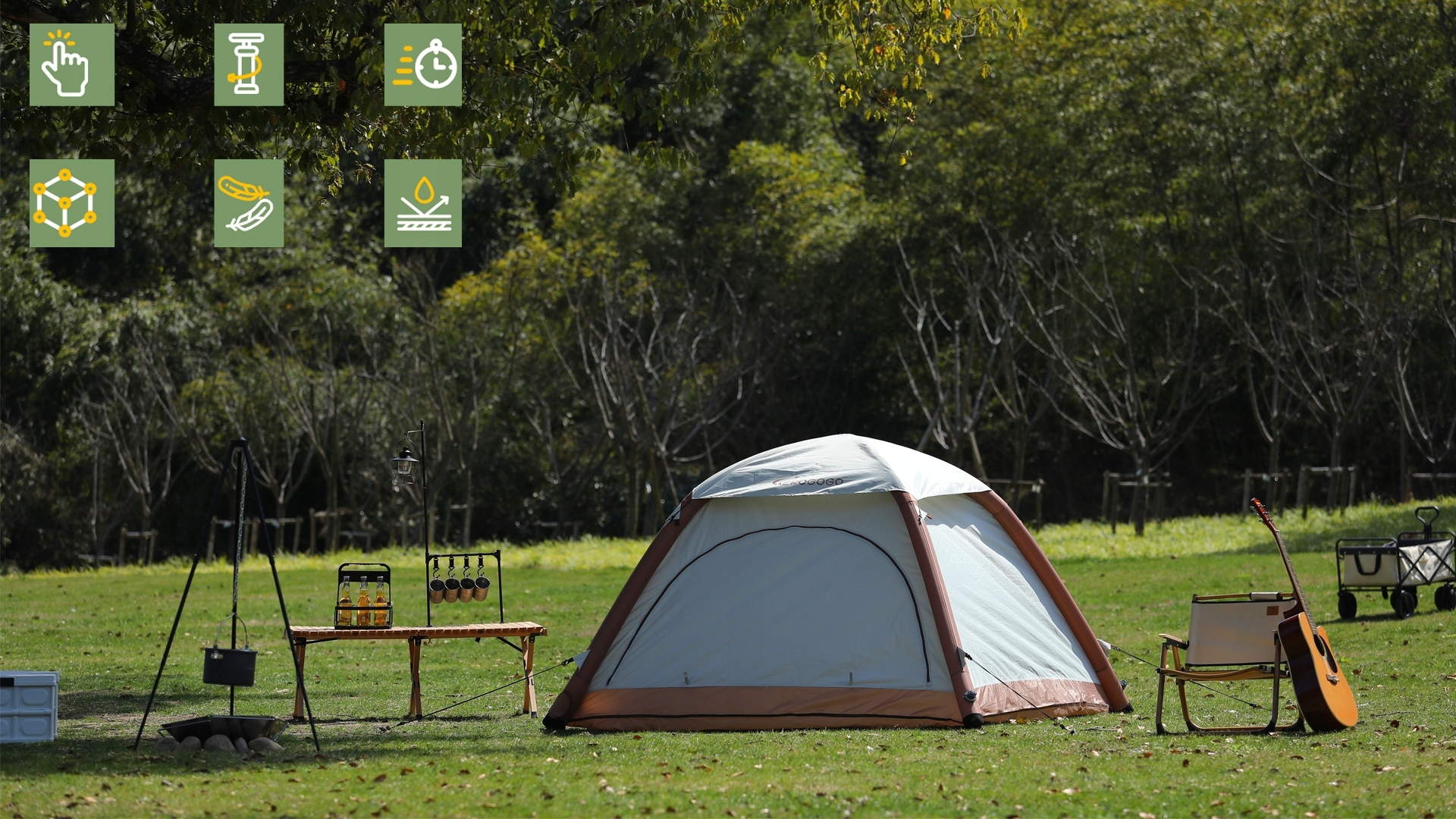 Namiot Aerogogo Samorozkładający się z pompką IPX7 – Idealny towarzysz biwakowy