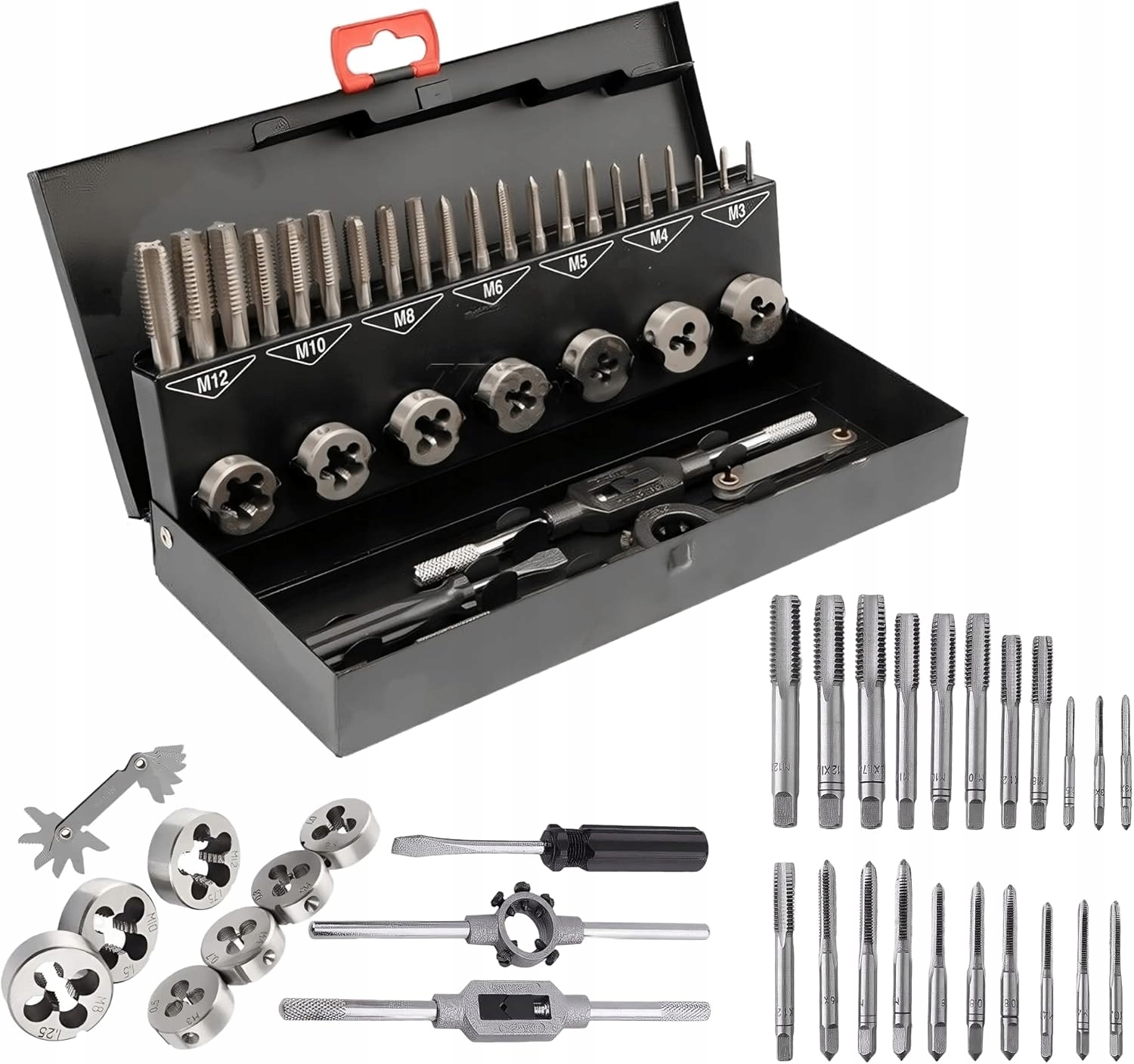 Zestaw gwintowników i narzynek 32el. (M3-M12) – Profesjonalne narzędzie do gwintowania