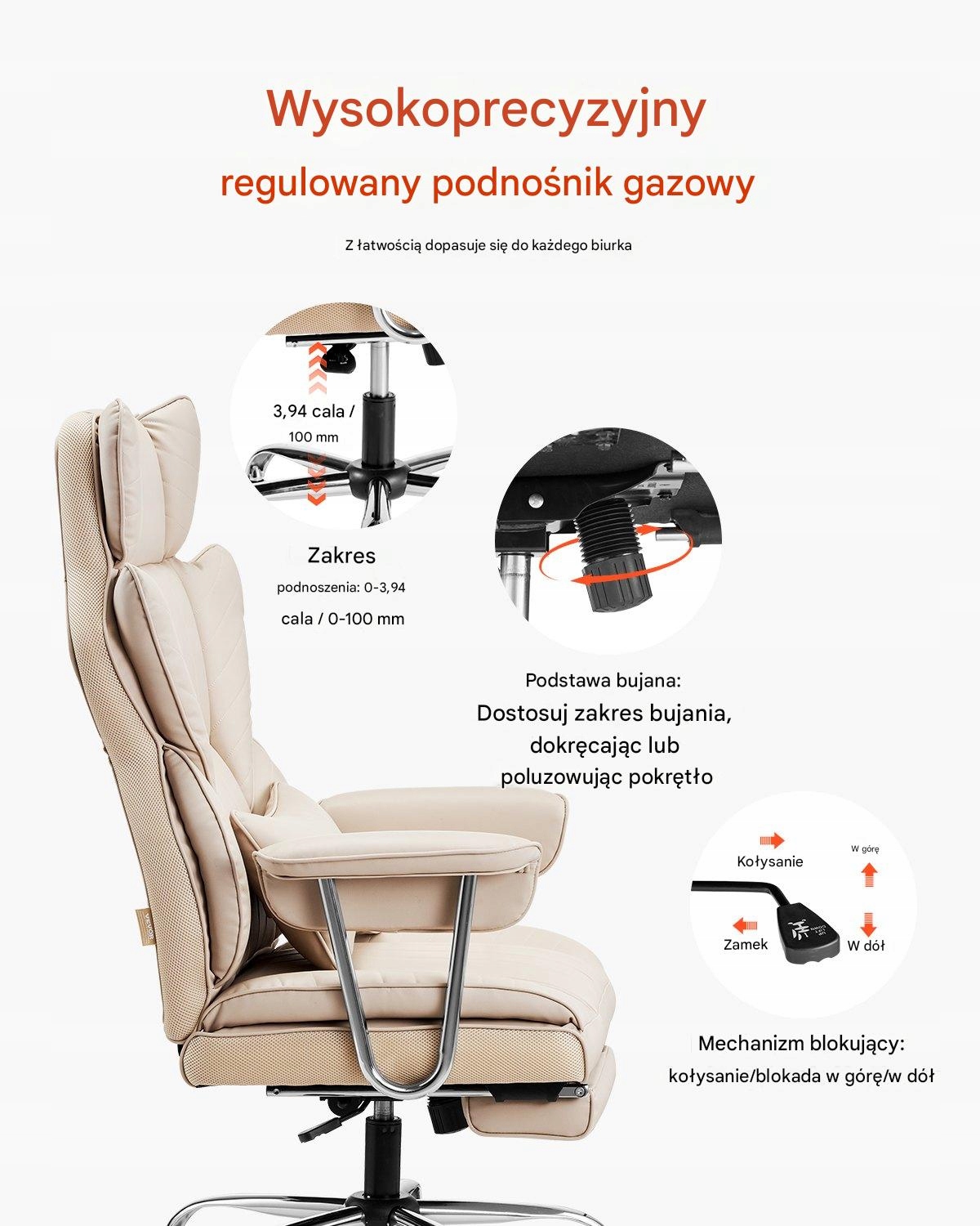 Regulowane podparcie lędźwiowe – Dostosuj do swoich potrzeb