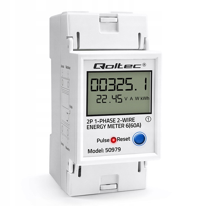 Qoltec Jednofazowy elektroniczny licznik zużycia energii na szynę DIN