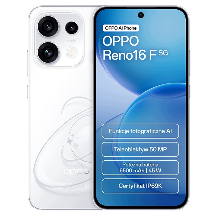 Smartfon OPPO Reno 16 F 5G 8/256 GB Biały – Nowoczesna technologia w Twojej dłoni