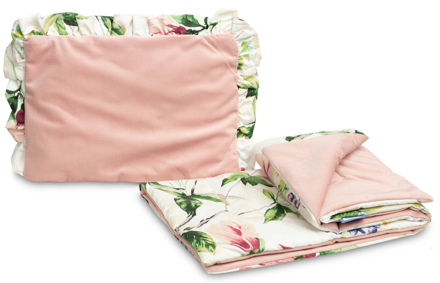 Sensillo KOMPLET DO WÓZKA VELVET Z FALBANKĄ MAGNOLIA RÓŻOWY – Komfort i styl dla Twojego maluszka