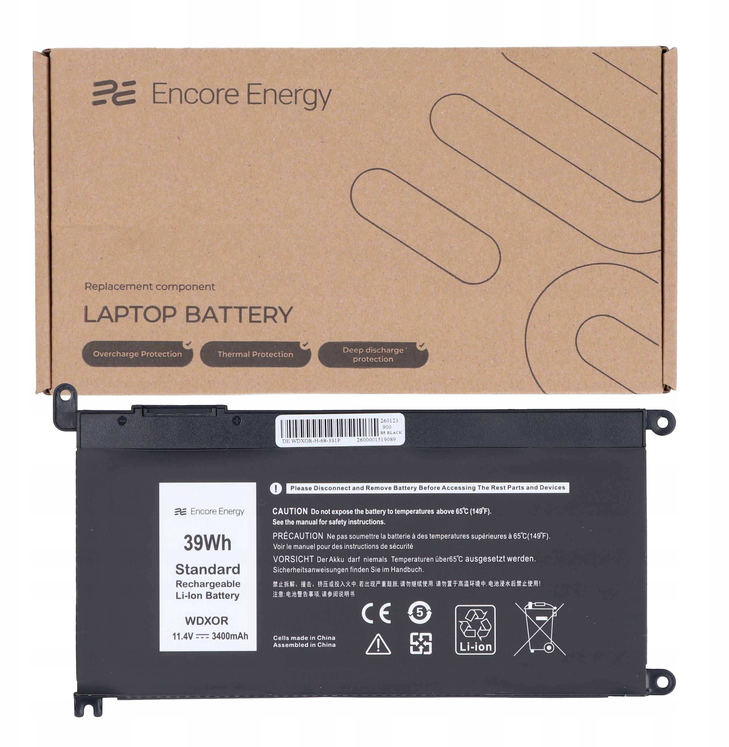 Bateria Encore Energy WDXOR do laptopa Dell Inspiron 13 5368, 5378, 5379 – Wydajność i niezawodność
