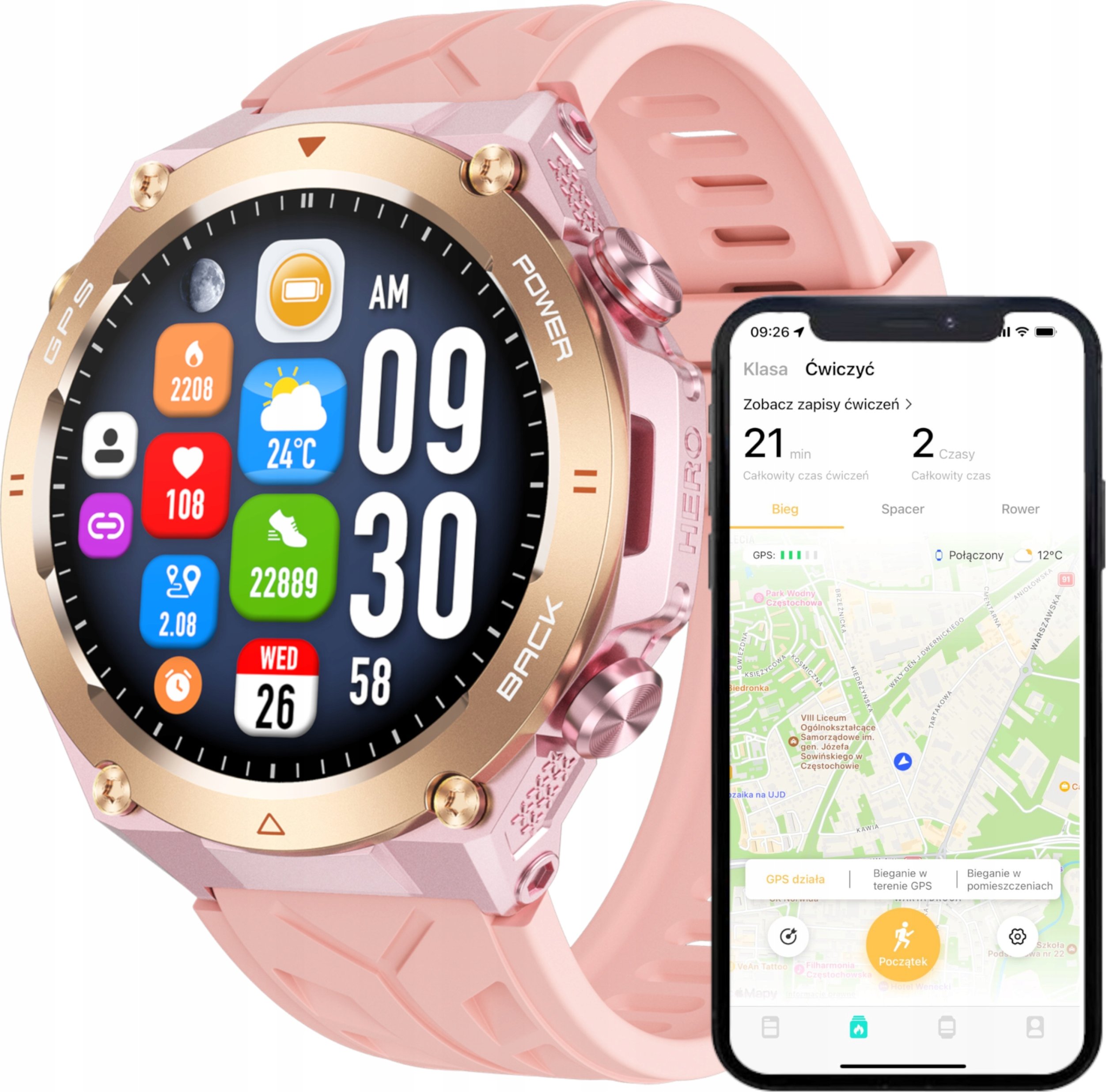 Wbudowany GPS i funkcje monitorowania zdrowia