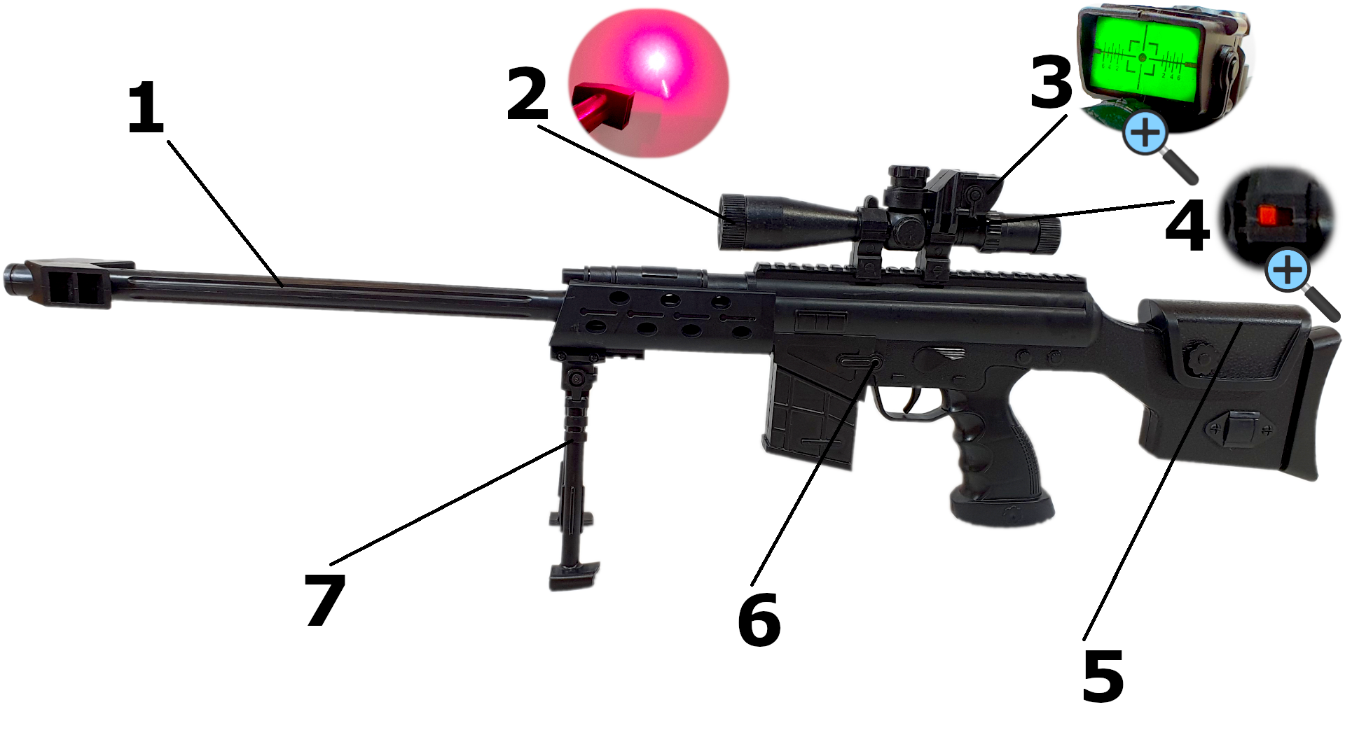 Karabin Snajperka Na Kulki 6mm Replika ASG z Laserem i Atrapą Kolimatora TOMDORIX