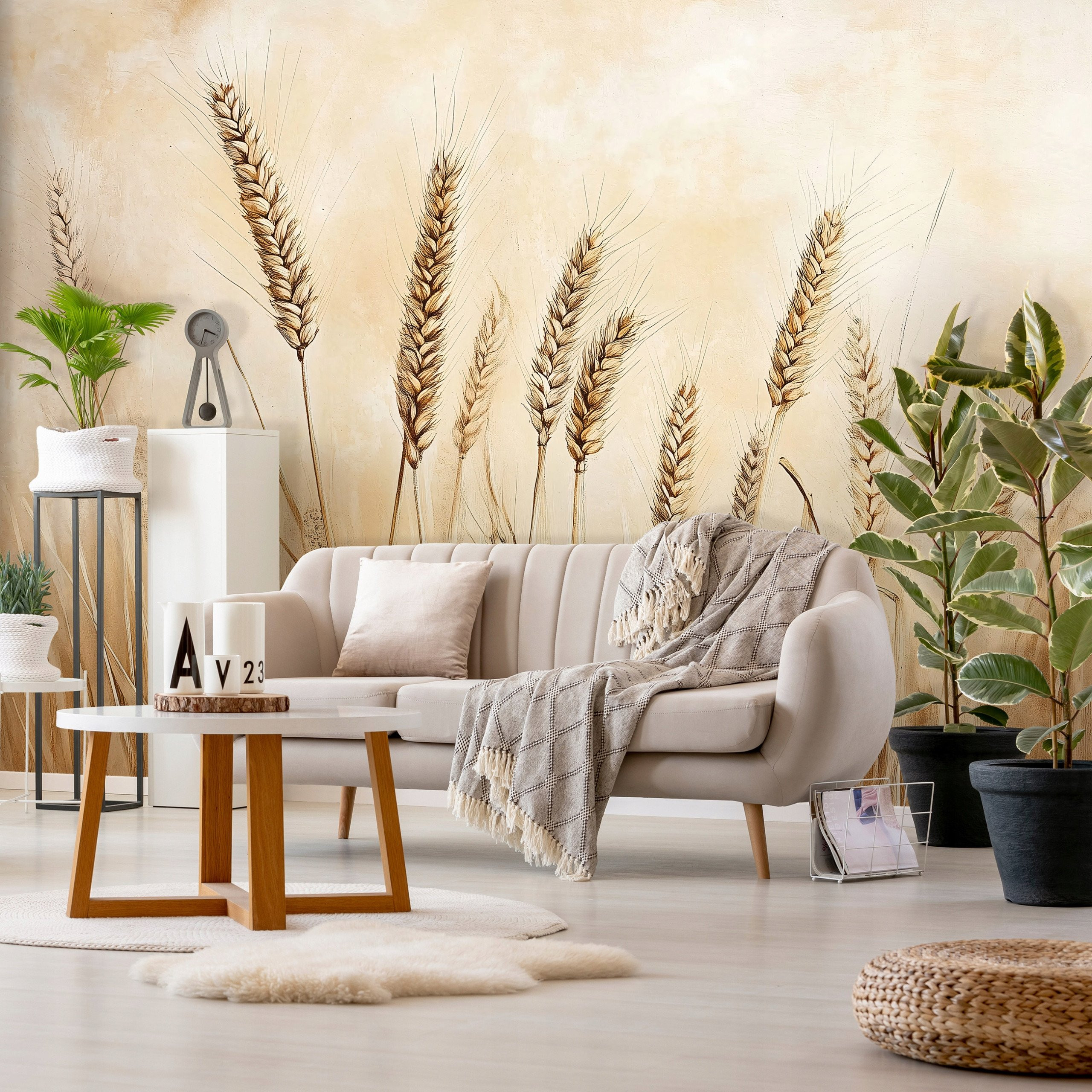 Fototapeta Boho Pole Beżowa Natura Sypialnia Salon Tapeta Flizelina 150x105 – Nowoczesny styl w Twoim wnętrzu