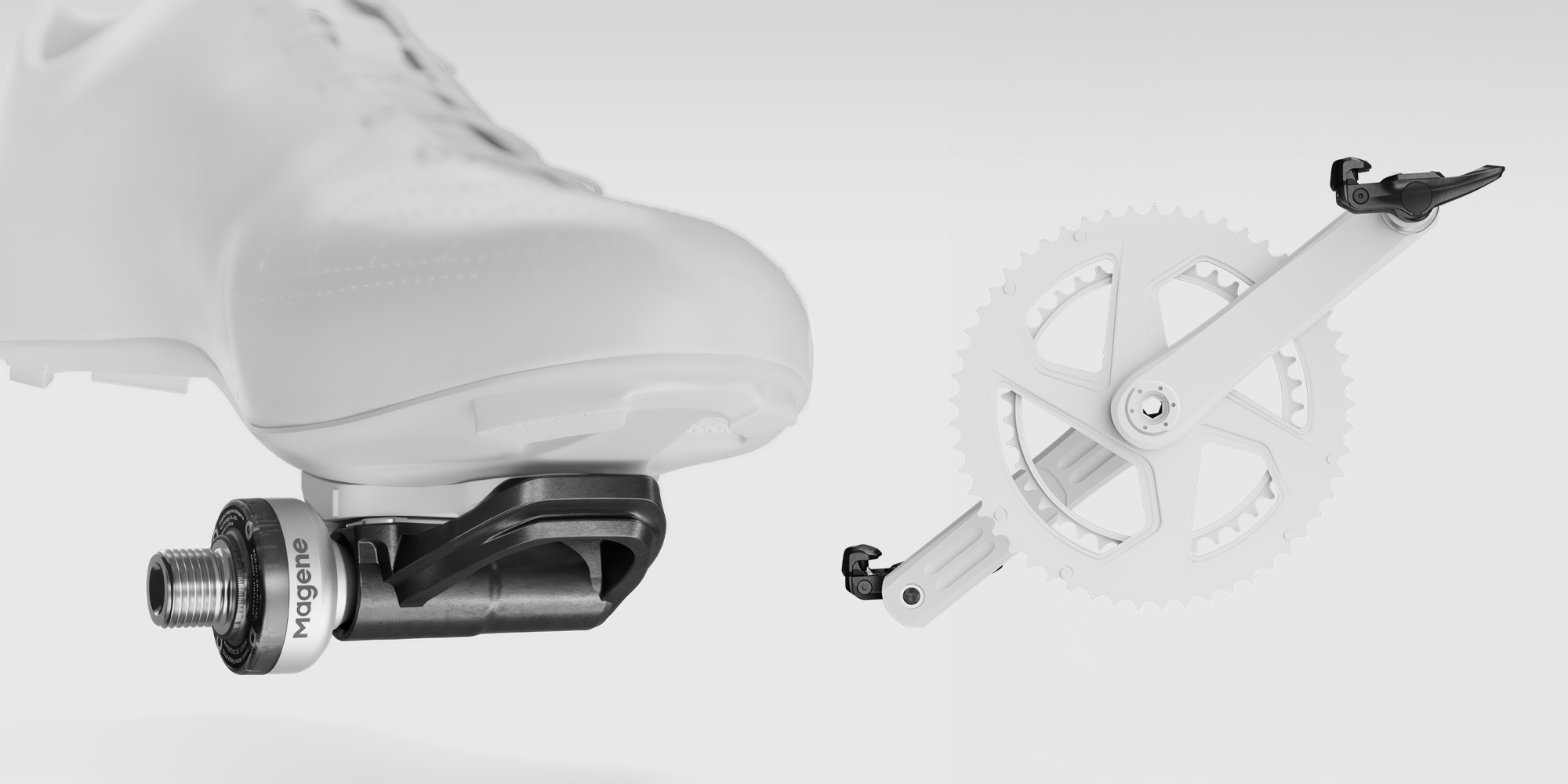 width=100% Pedały rowerowe Magene P715 S z miernikiem mocy SPD-SL - srebrne