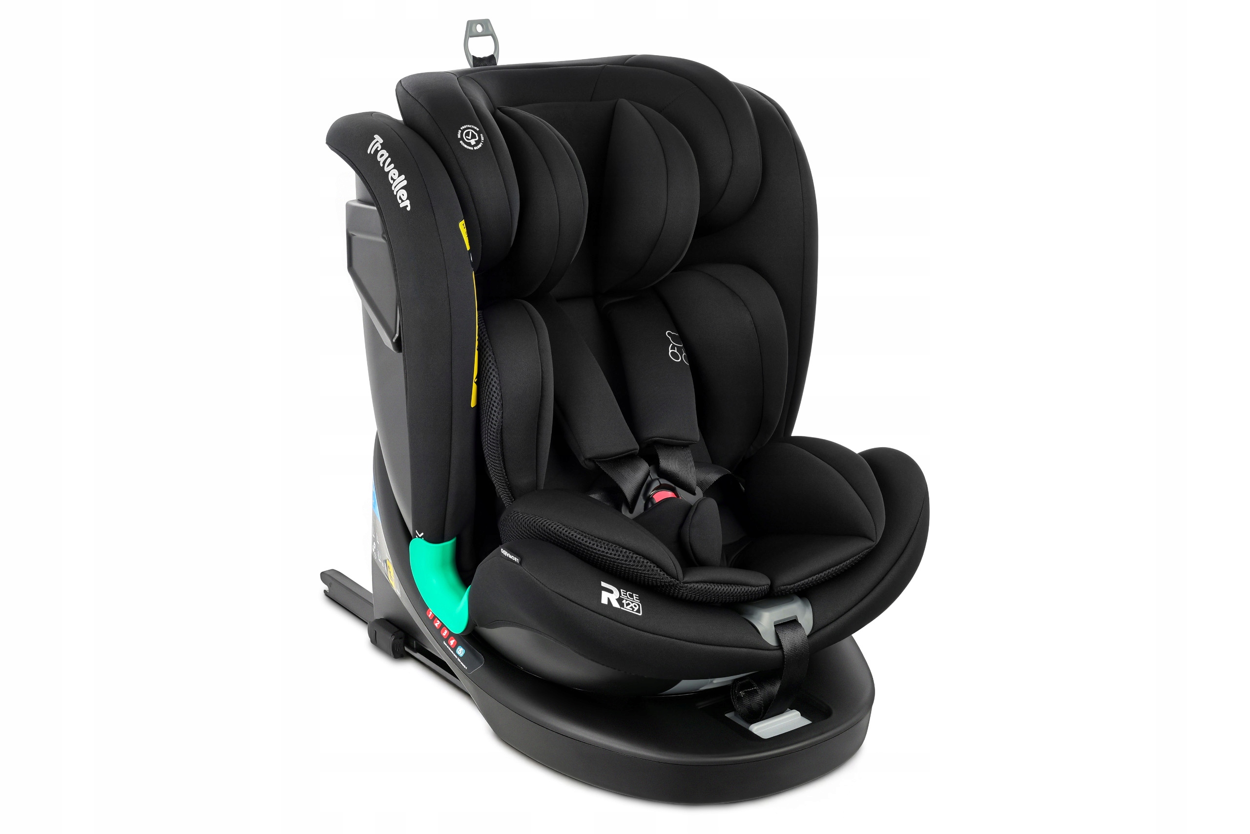 FOTELIK SAMOCHODOWY OBROTOWY LEONARDO 360° CZARNY 40-150 CM i-Size R129 + ISOFIX – Bezpieczne podróże dla Twojego dziecka