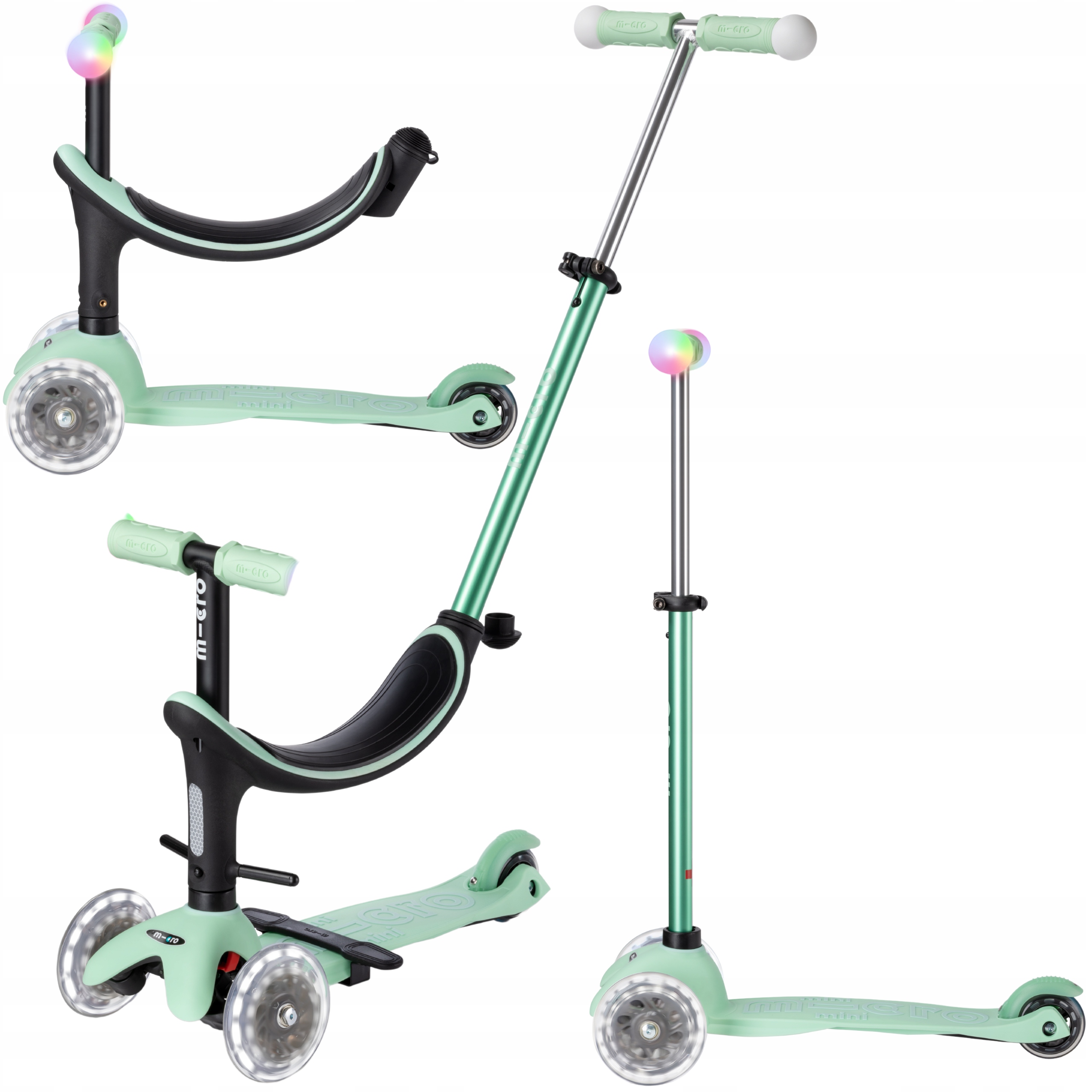 Hulajnoga Micro Mini2Grow Deluxe Magic LED Mint – Idealny towarzysz dla Twojego dziecka