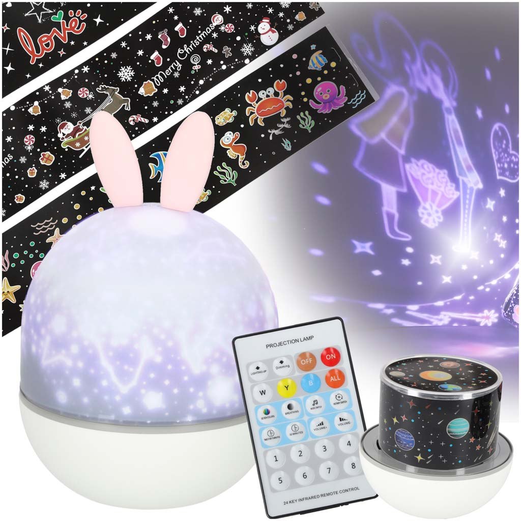 Lampka Nocna Projektor Gwiazd Królik LED USB – Magia Nocy dla Twojego Dziecka