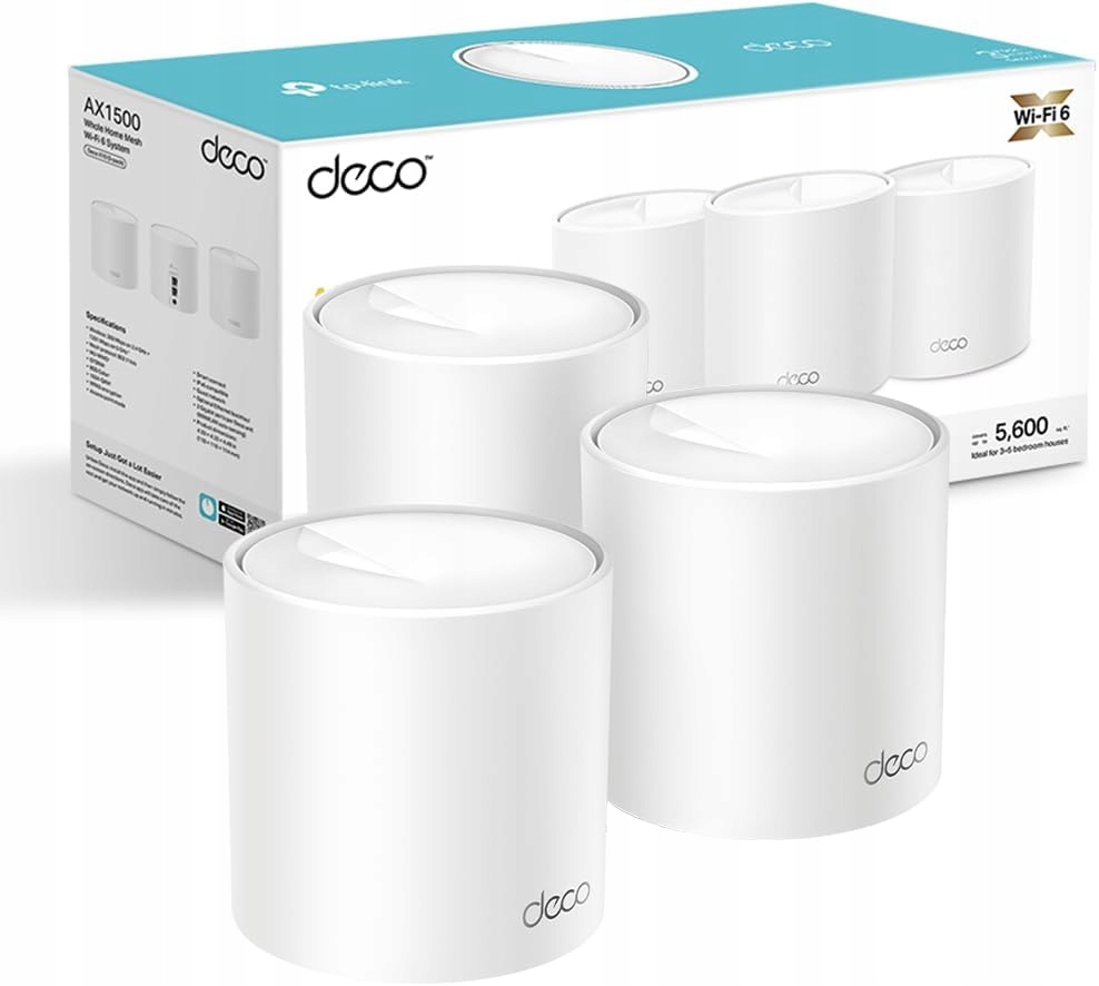 Deco TP-Link X1500 – Zestaw 3 szt. Access Point Router 802.11ax Wi-Fi 6
