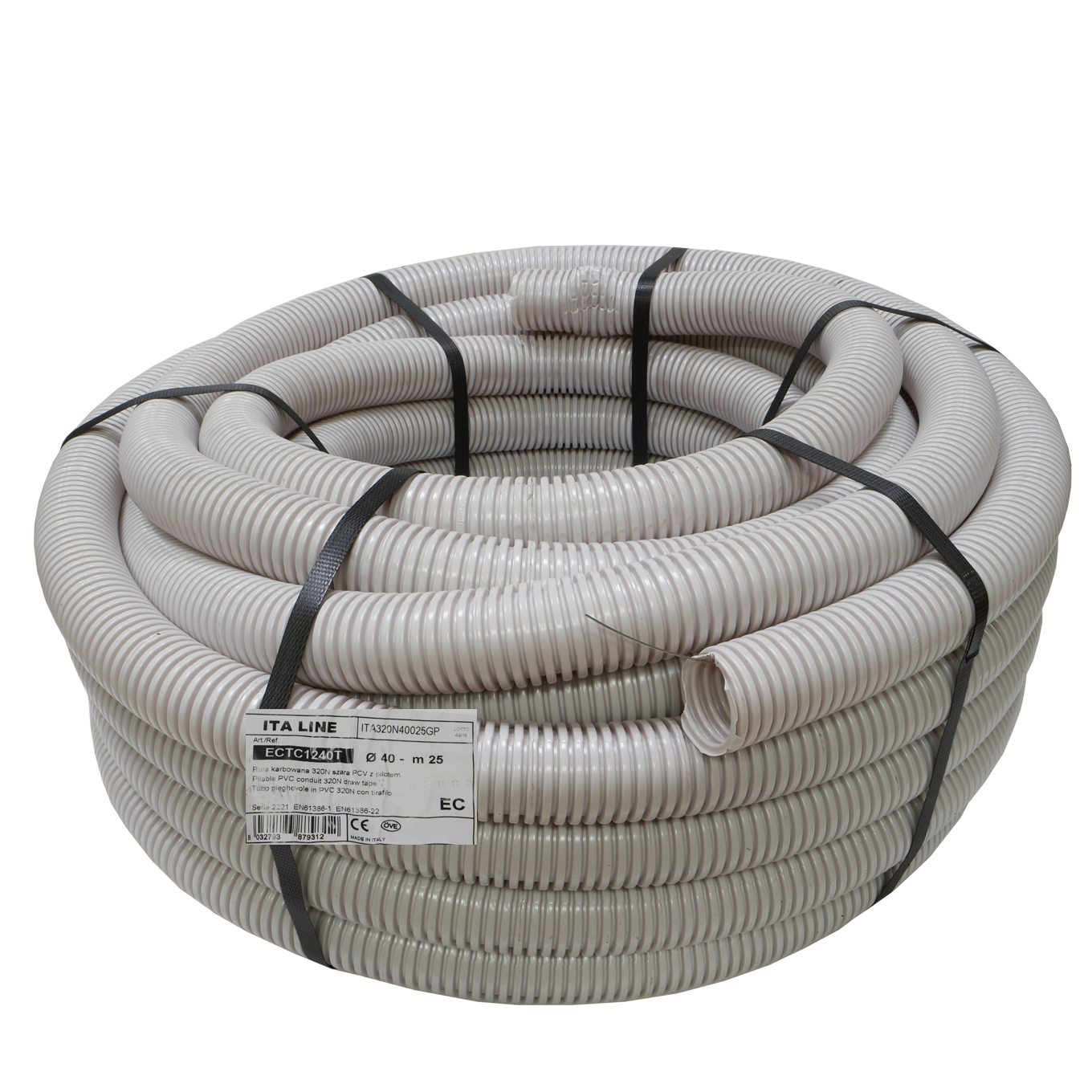 Rura karbowana 320N fi 40/33 z pilotem samogasnąca szara PV UV ECTC1240T /25m/