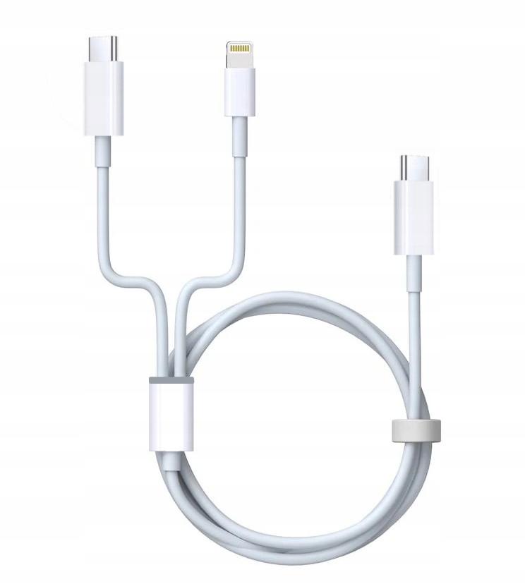 KABEL TYP-C USBC PD USBC - USB-C + LIGHTNING DO IPHONE IPAD 65W 2w1 – Idealne rozwiązanie do ładowania