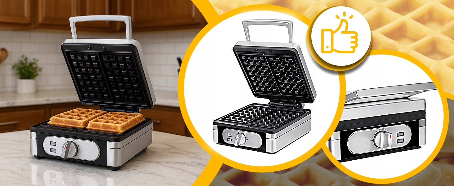 Gofrownica 1400W XXL – Puszyste gofry w solidnej konstrukcji