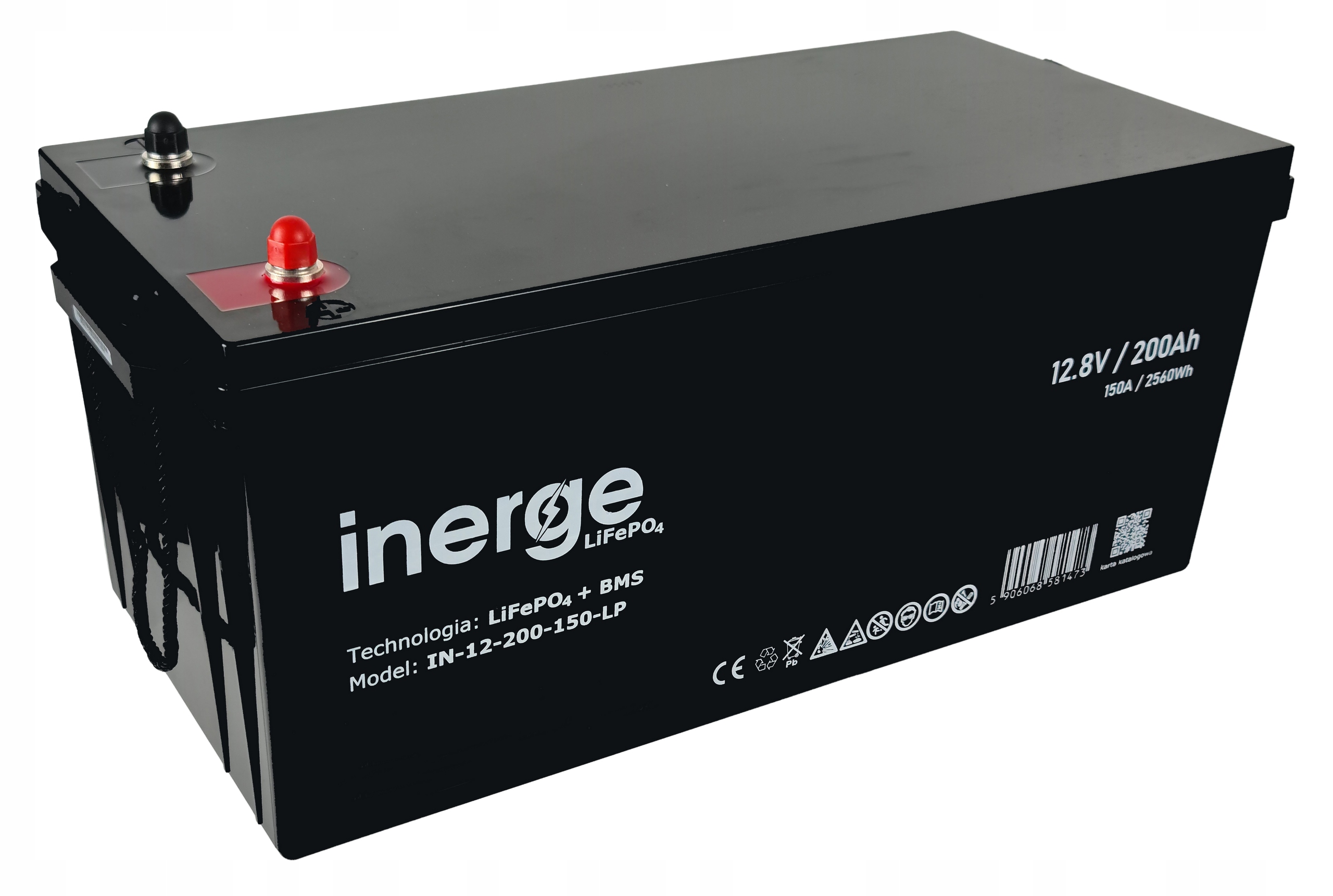 Akumulator LiFePO4 12V 200Ah (150A) + BMS Inerge – Wydajność i niezawodność w Twoim domu