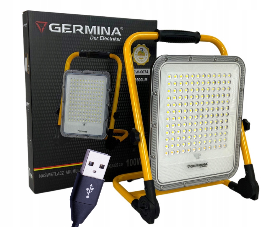Naświetlacz LED ładowalny 100 W – Wydajne oświetlenie w każdych warunkach