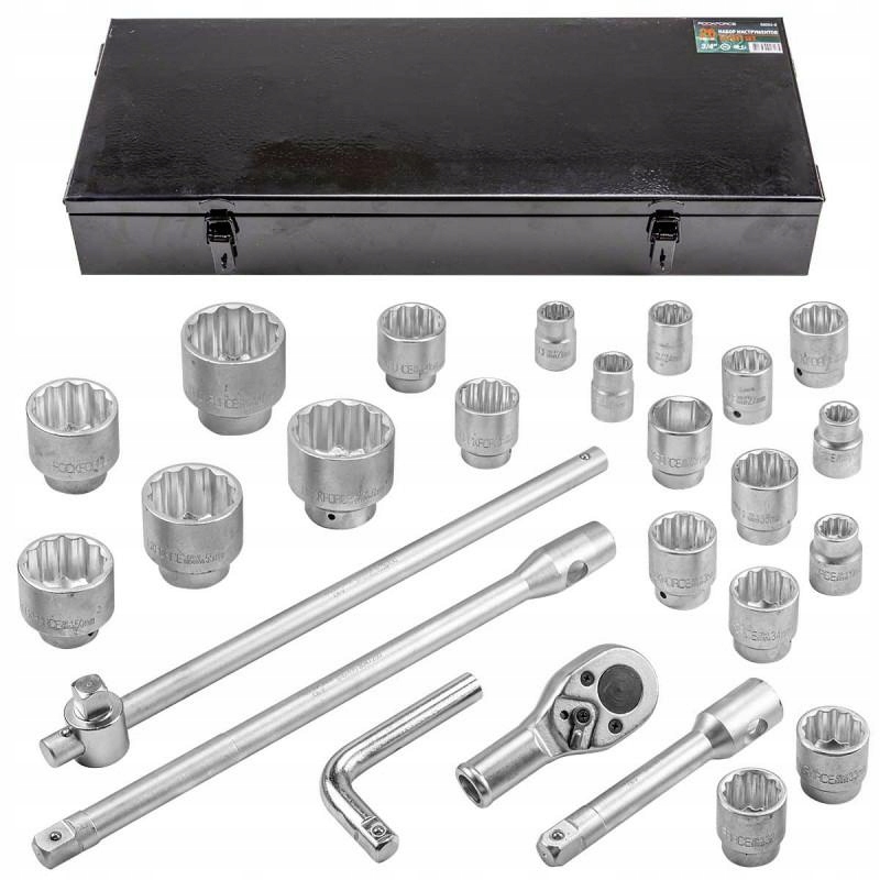 Wysokiej jakości klucze nasadowe 12-kątowe – 17 sztuk w zestawie