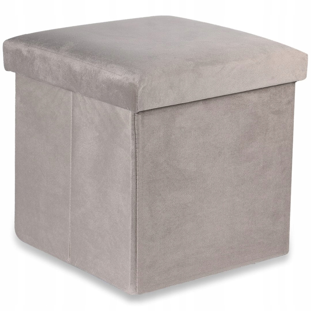 Pufa składana M – 30x30x30cm aksamit beż – Idealne rozwiązanie do Twojego wnętrza